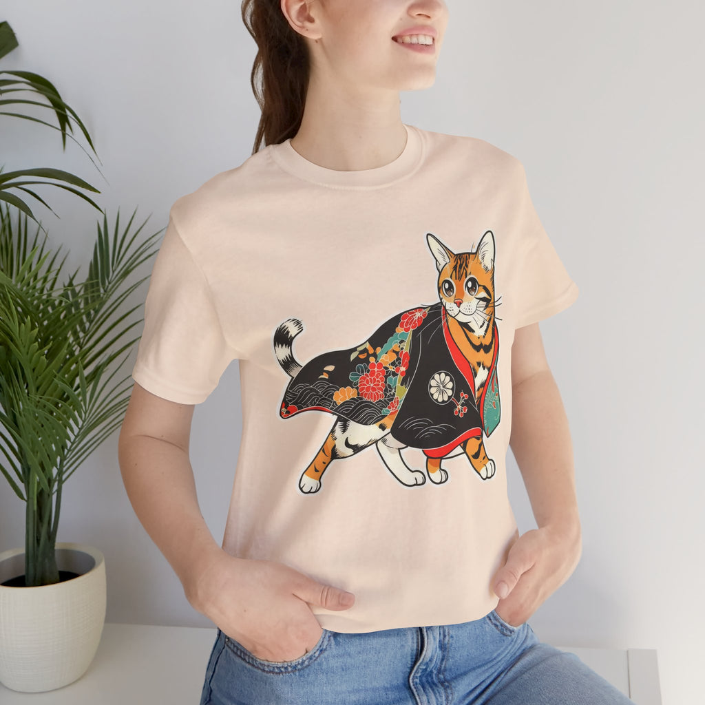 Japanese Neko Cat Shirt Calm Gift Tee, Kimono Neko Bengal