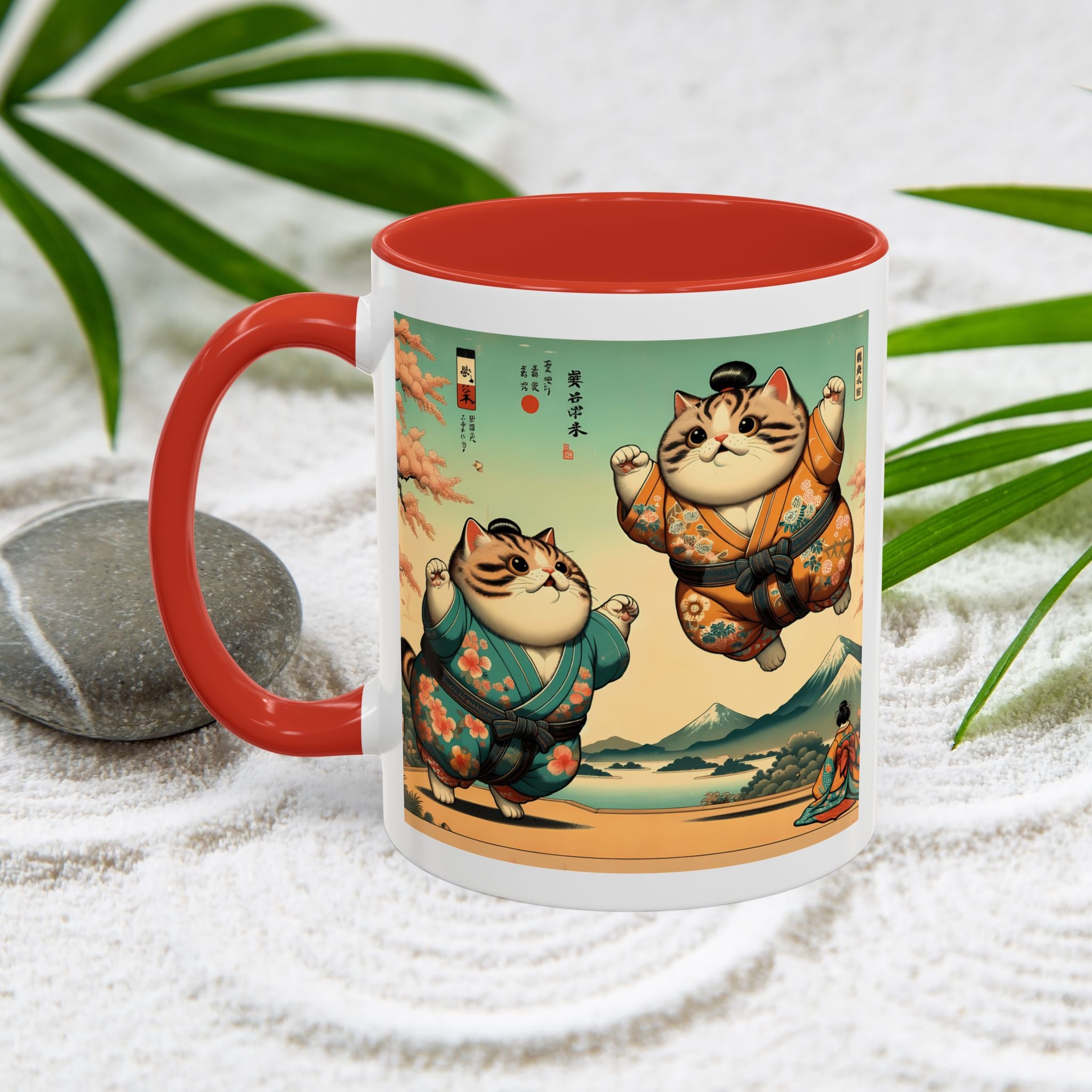 Sumo Cats Mug - Japanese Cherry Blossoms