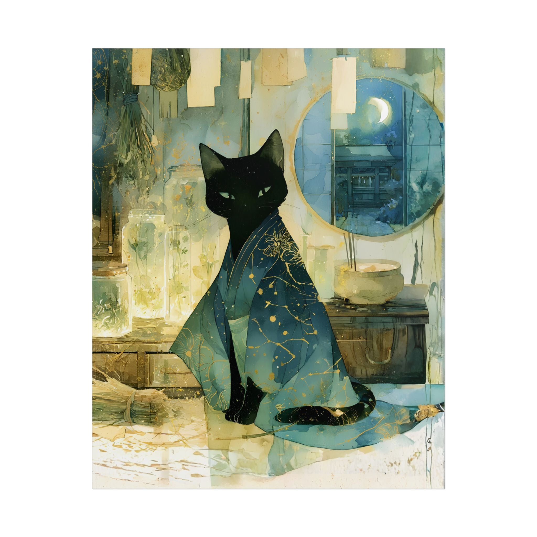 Mystic Night Cat Poster
