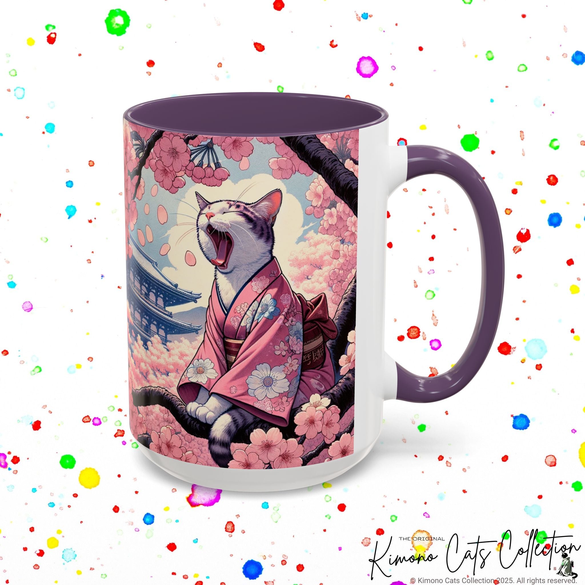 Kimono Cat Mug – Sakura & Haiku Art 🌸🐱