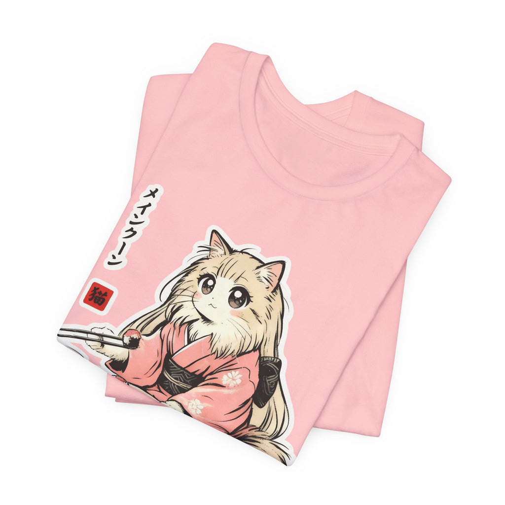 Sushi Lover Cat Shirt - Kawaii Kimono Tee, Maine Coon
