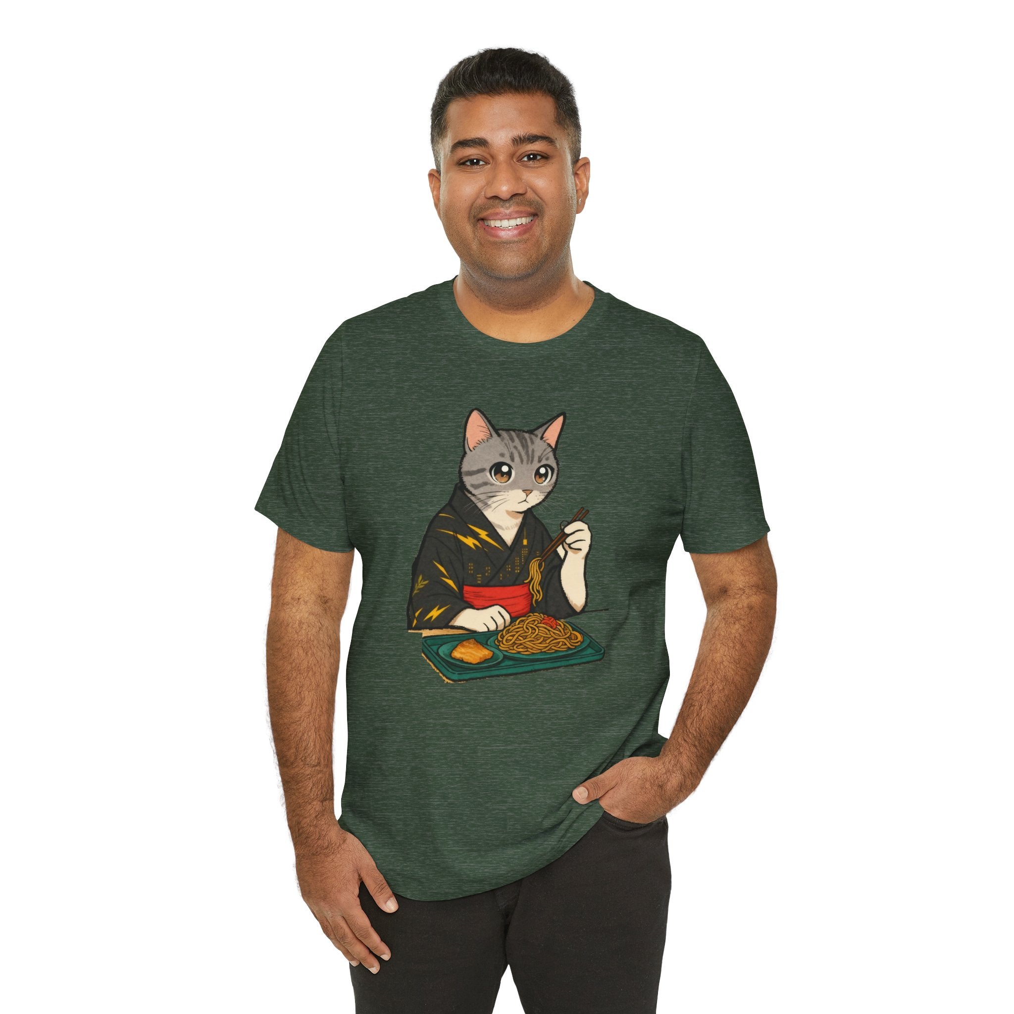 Yakisoba Noodle Cat Shirt - Japanese Street Food Kimono Cat Tee - Kimono Cats Collection