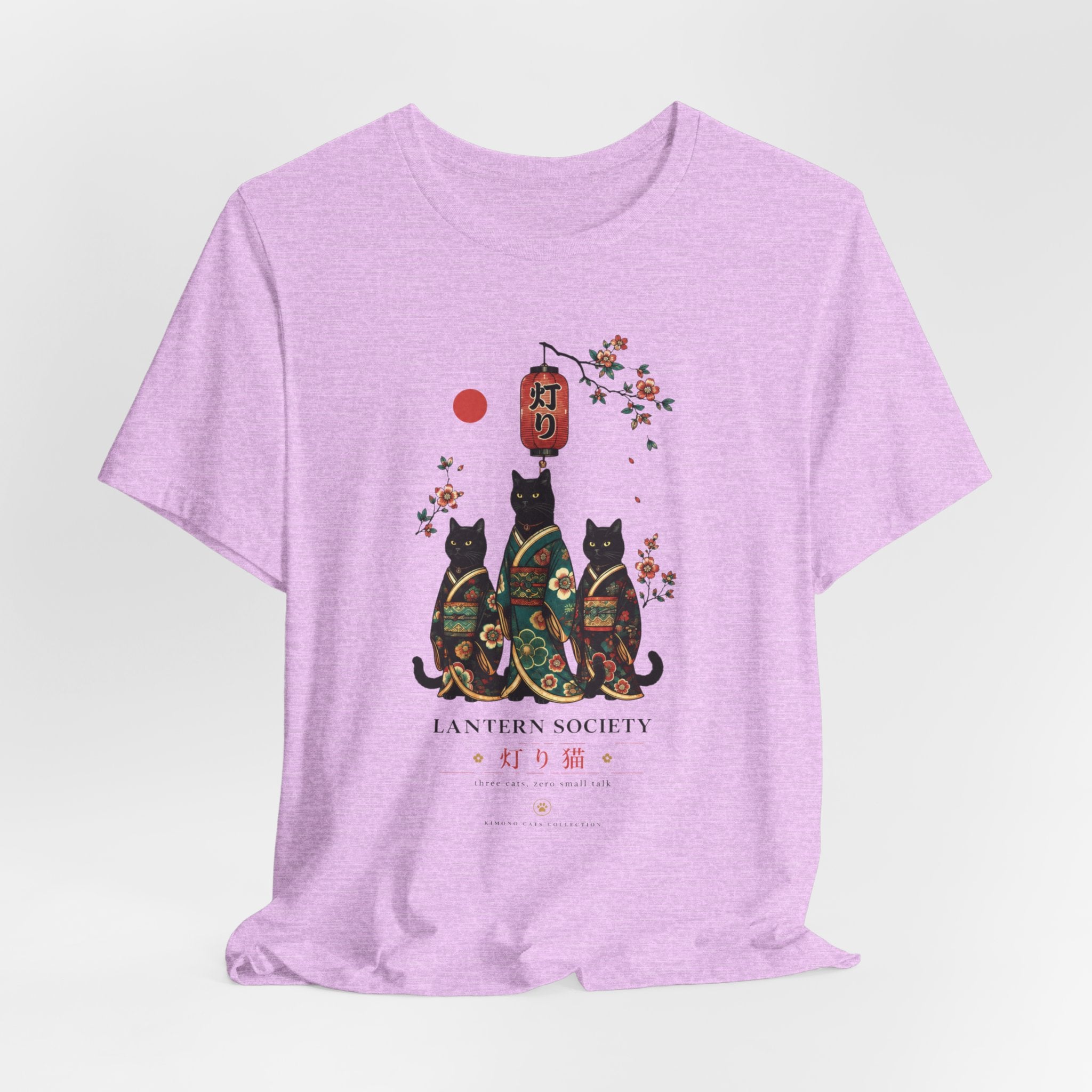 Lantern Society Cat Tee — Japanese Sakura Black Cats Graphic T-Shirt