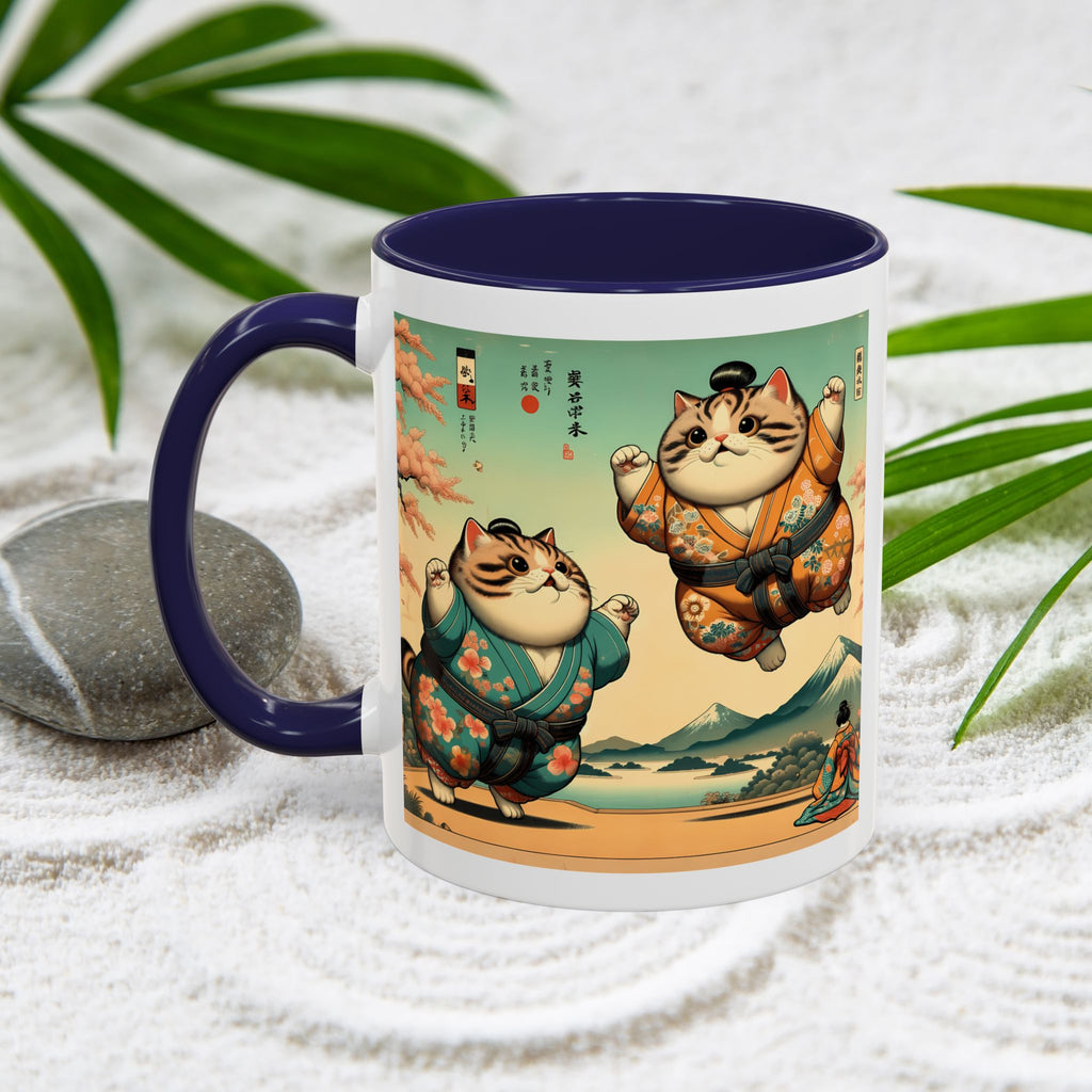 Sumo Cats Mug - Japanese Cherry Blossoms