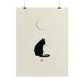 Minimalist Black Cat Poster — Silhouette Moon Art Print (Rolled Poster)