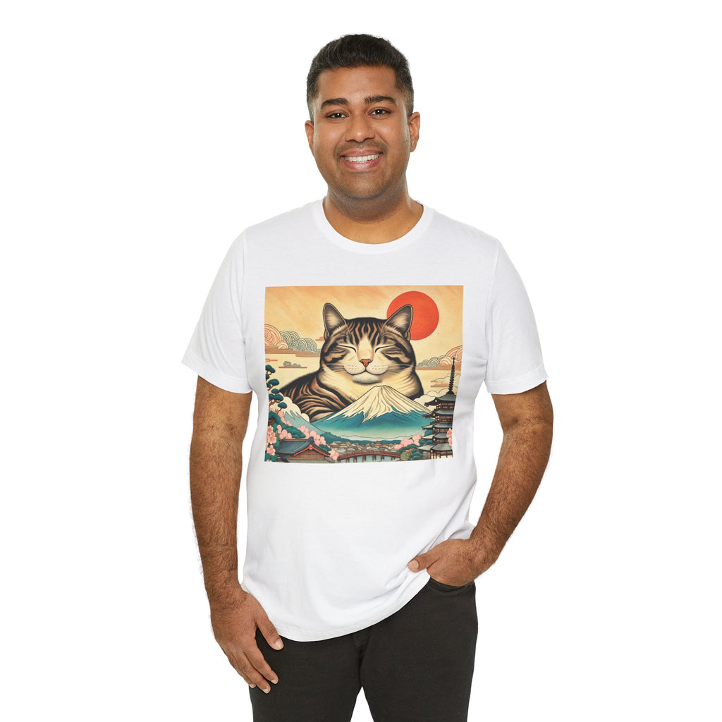 Sakura Mt. Fuji Cat Shirt - Cute Cat T-Shirt Inspired by Japanese Culture - Kimono Cats Collection