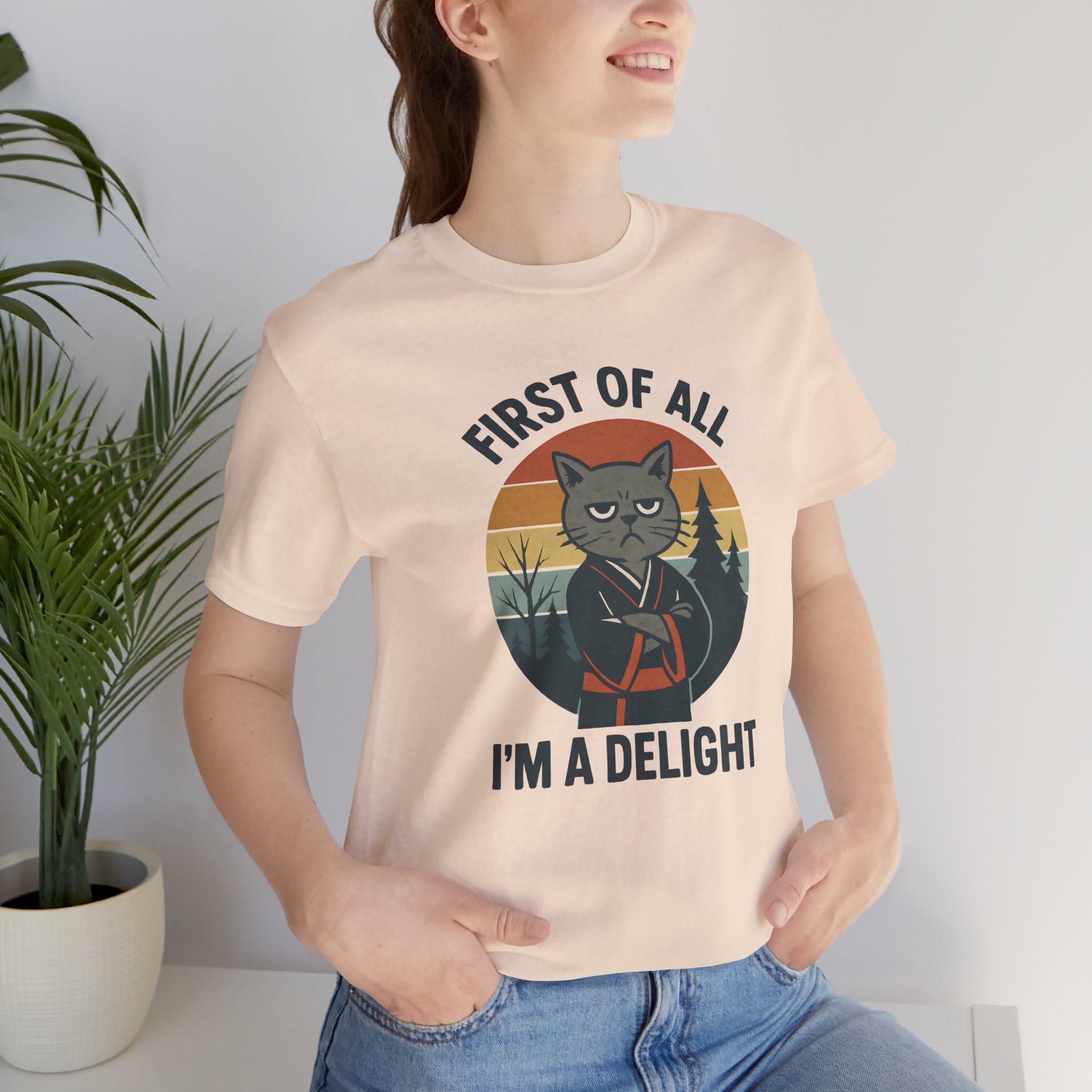 First of All I'm a Delight Cat Shirt, T-Shirt | Funny Neko Kimono Graphic