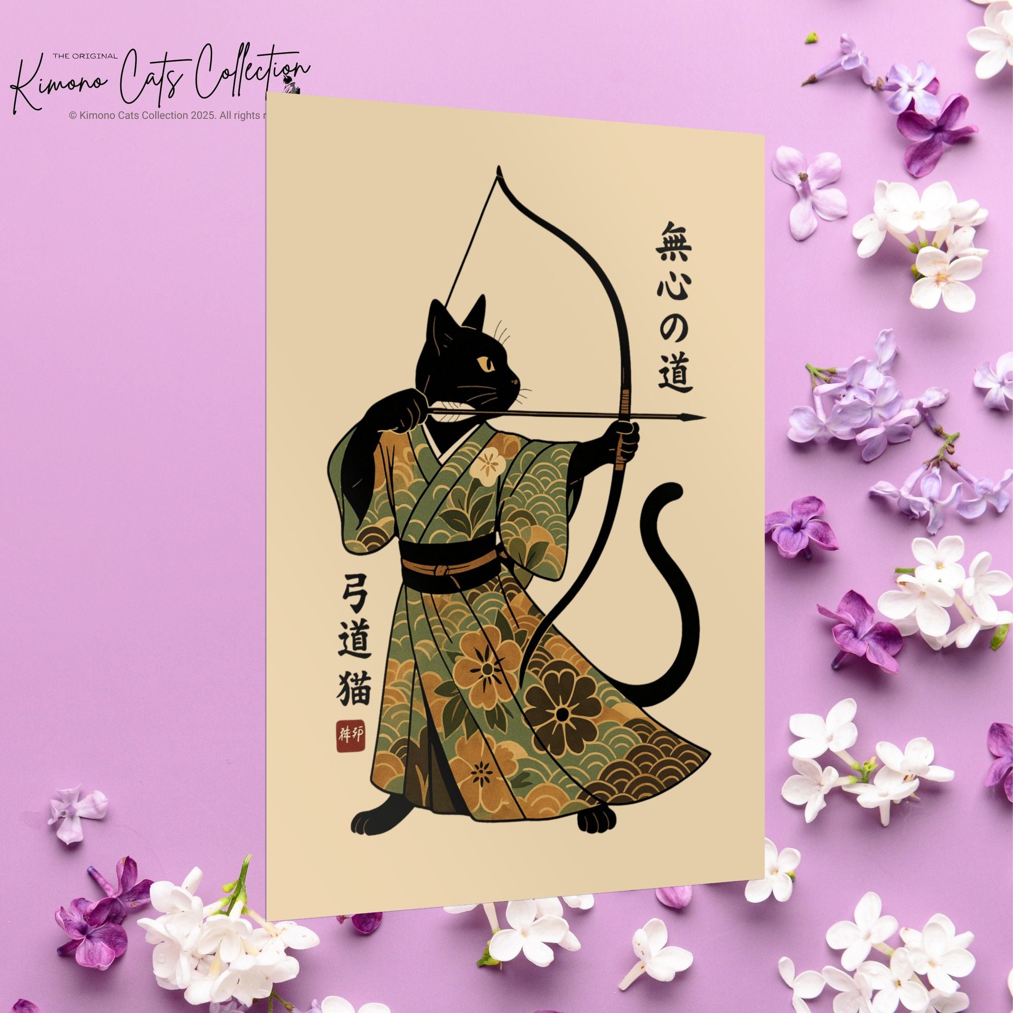 Kyūdō Cat Wall Art – The Way of No-Mind (弓道猫 • 無心の道)