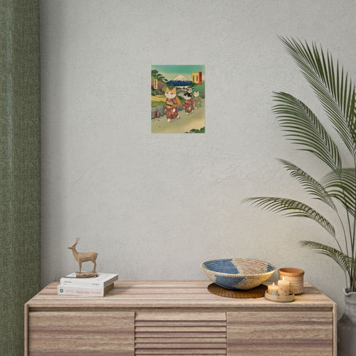 Cats in Kimonos Rolled Poster | Mount Fuji Ukiyo-e Print - Kimono Cats Collection Kimono Cat, Kimono Cats, Kawaii Cat, Zen Cat, Neko, Maneki Neko, Kimono Kitty, Japan, Tokyo, Kyoto