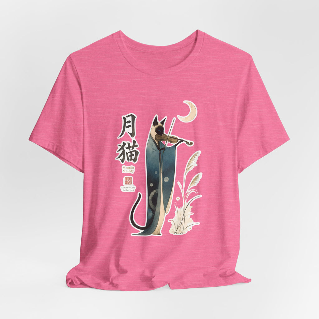 Moon Cat Violin Tee — Japanese-Inspired Cat Playing Violin T-Shirt