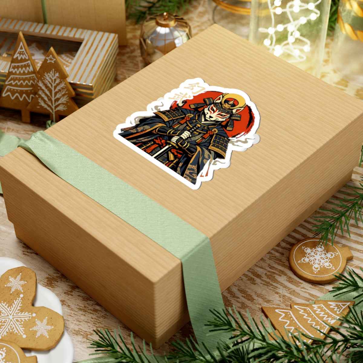 Kitsune Samurai Sticker | Kiss-Cut Vinyl, Japanese Warrior Art