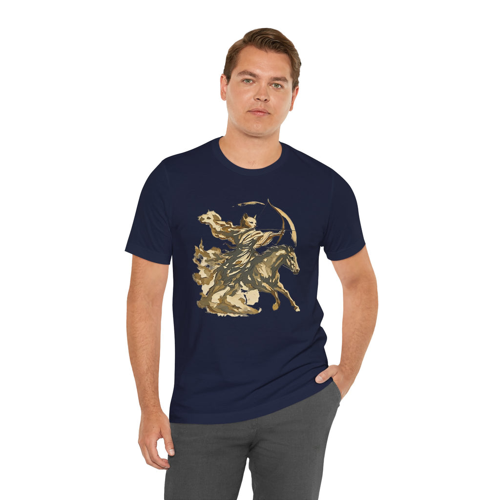 Year of the Horse Archer Cat T-Shirt, Japanese Zodiac Ukiyo-e Ink Wash