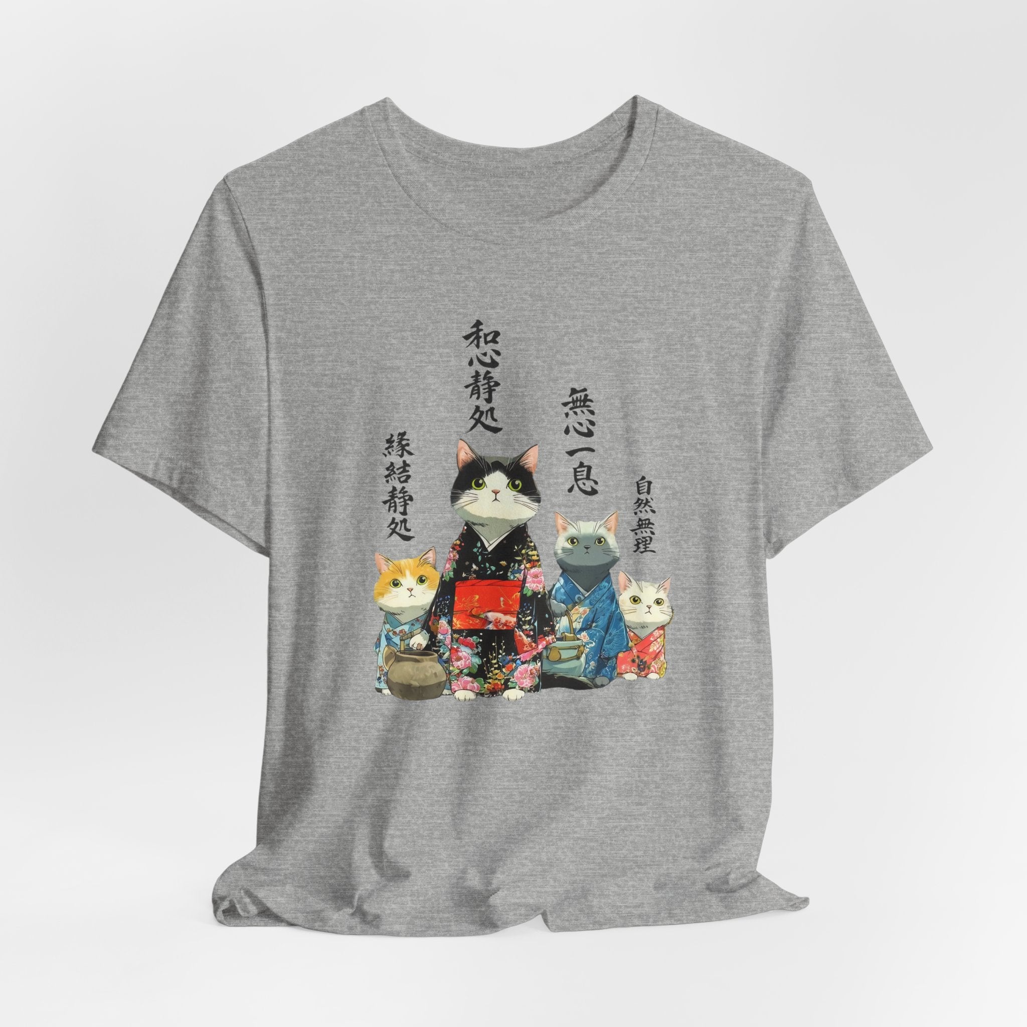 Zen Kimono Cats T-Shirt | Japanese Cat Illustration