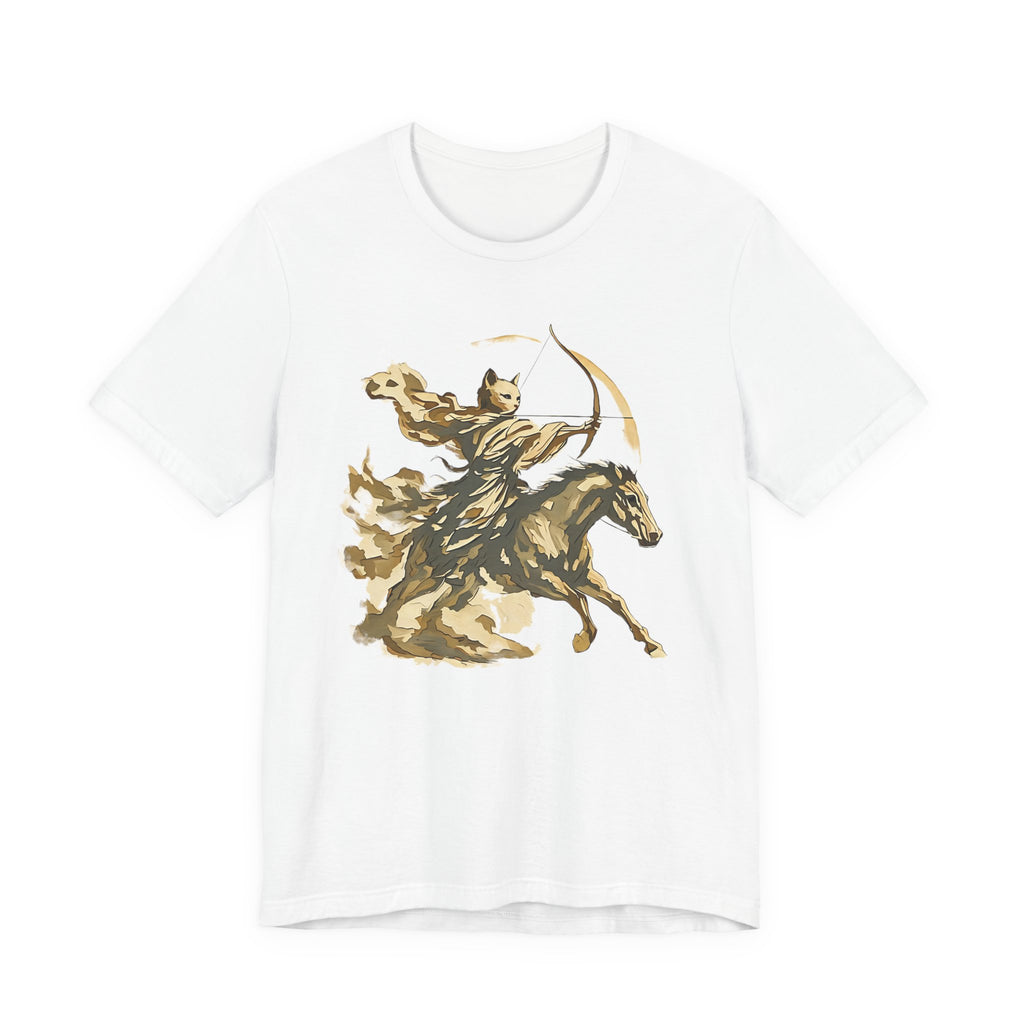 Year of the Horse Archer Cat T-Shirt, Japanese Zodiac Ukiyo-e Ink Wash