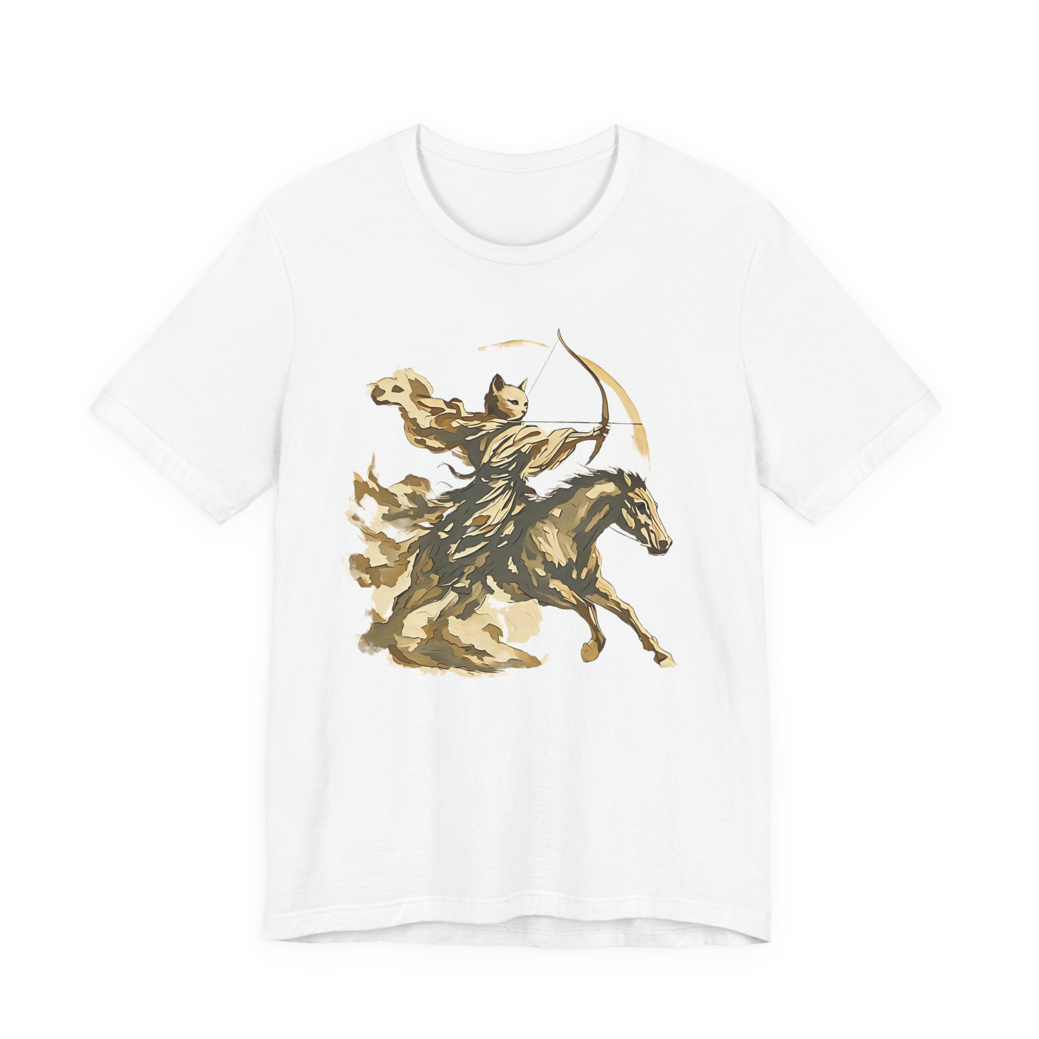 Year of the Horse Archer Cat T-Shirt, Japanese Zodiac Ukiyo-e Ink Wash