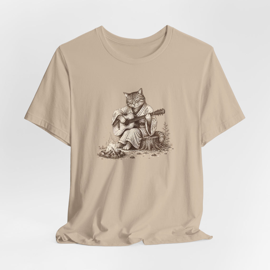 Cat Playing Guitar T‑Shirt – Vintage Acoustic Cat Music Tee