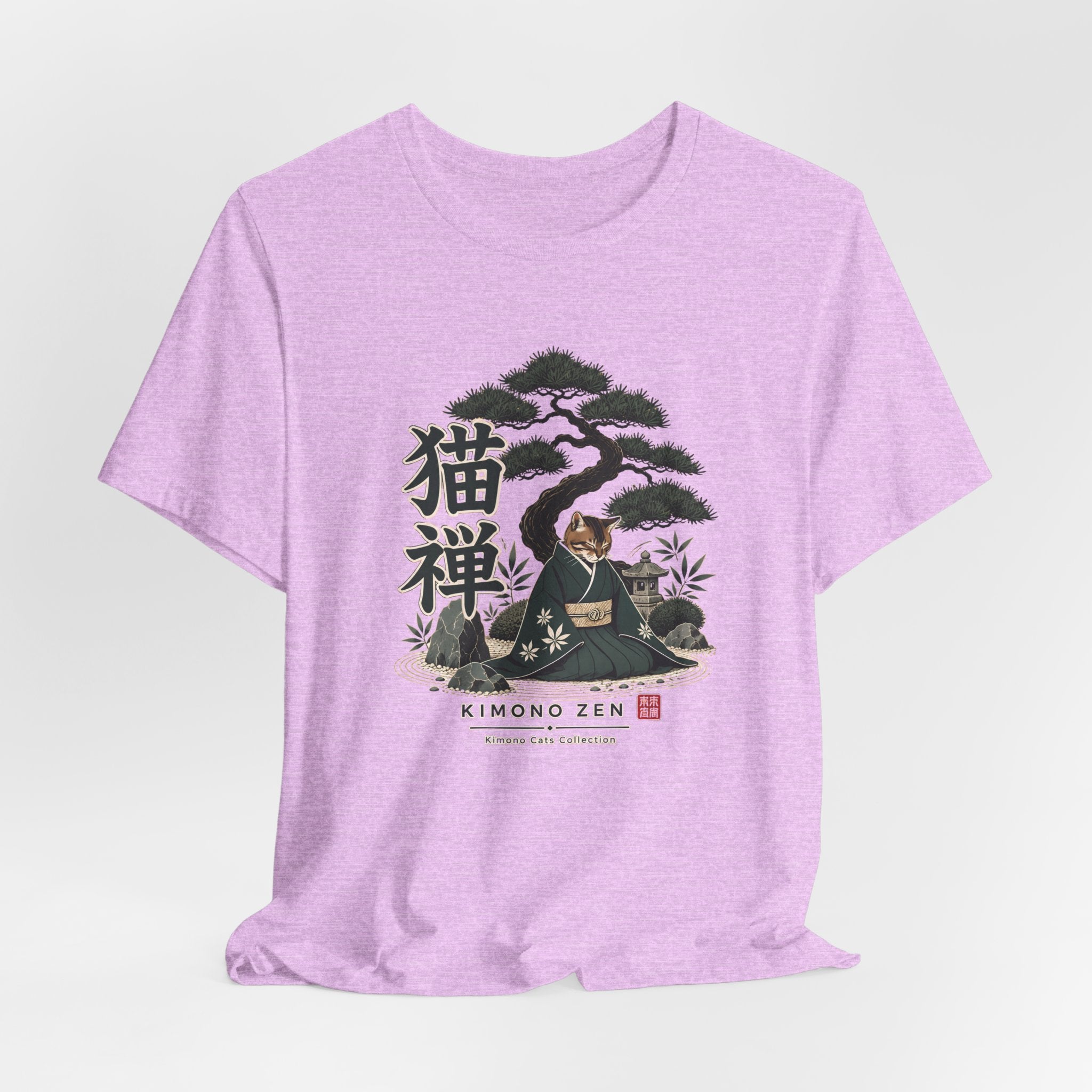 Zen Cat Kimono T-Shirt — Japanese Garden Illustration