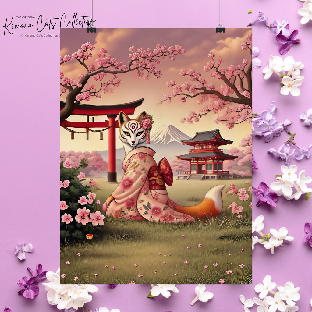 Kitsune Japanese Folklore Art Poster - Tsukihana