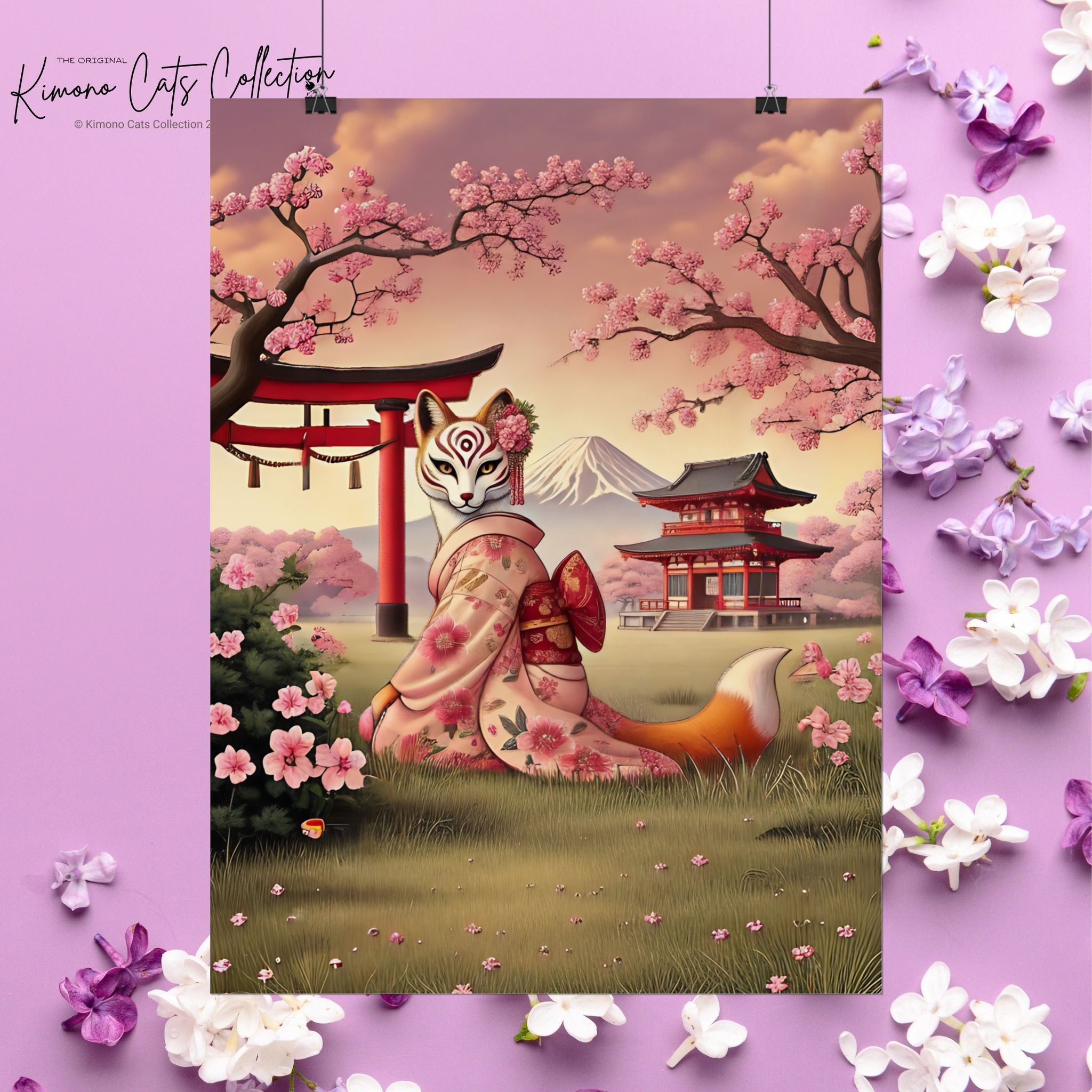 Kitsune Japanese Folklore Art Poster - Tsukihana