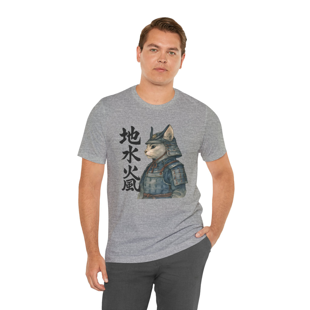 Samurai Cat Watercolor Tee | Japanese Kimono Neko Cat