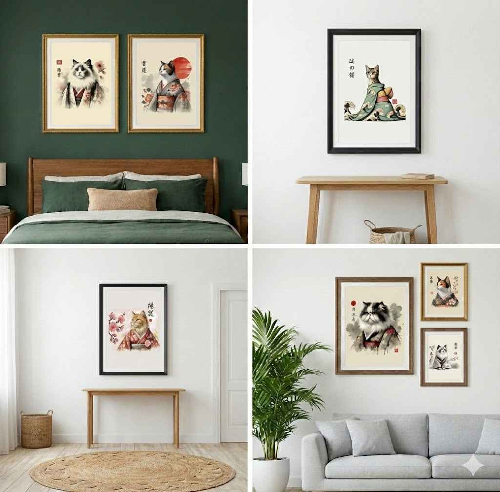 The Kimono Cats Collection: 50+ Printable Japanese Wall Art Designs