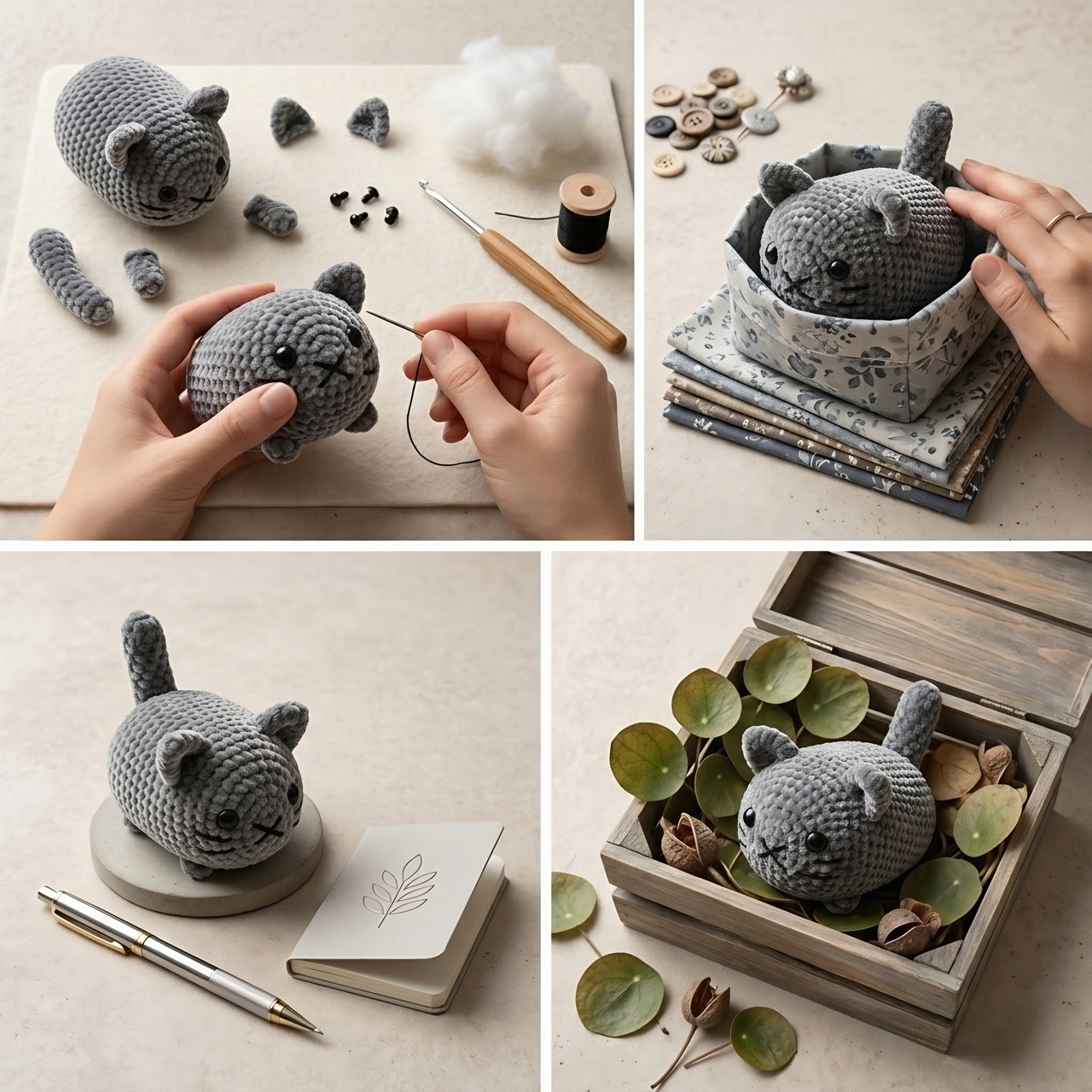 Loaf Cat Crochet Pattern - Easy No Sew Amigurumi Guide