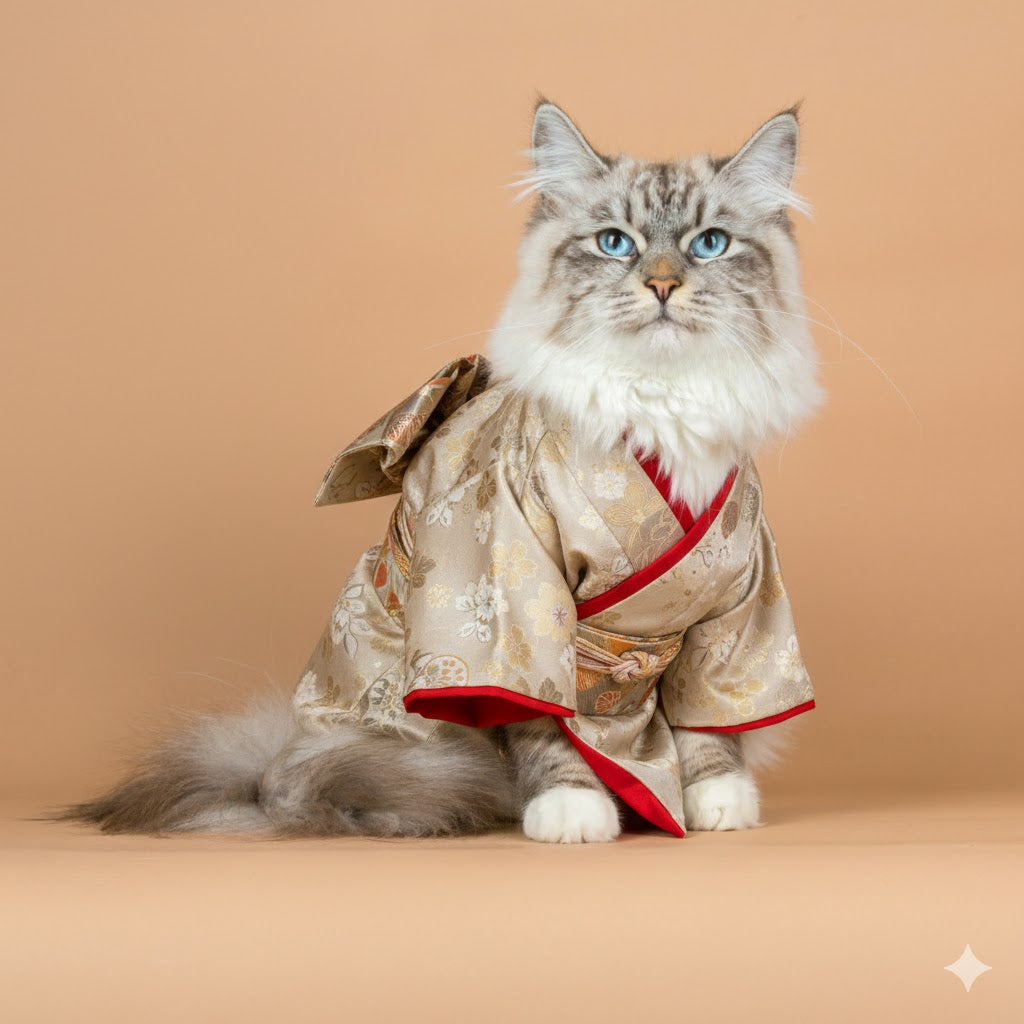 Individuelles Kimono-Haustierportrait – Personalisiertes Haustierkunstwerk im japanischen Stil