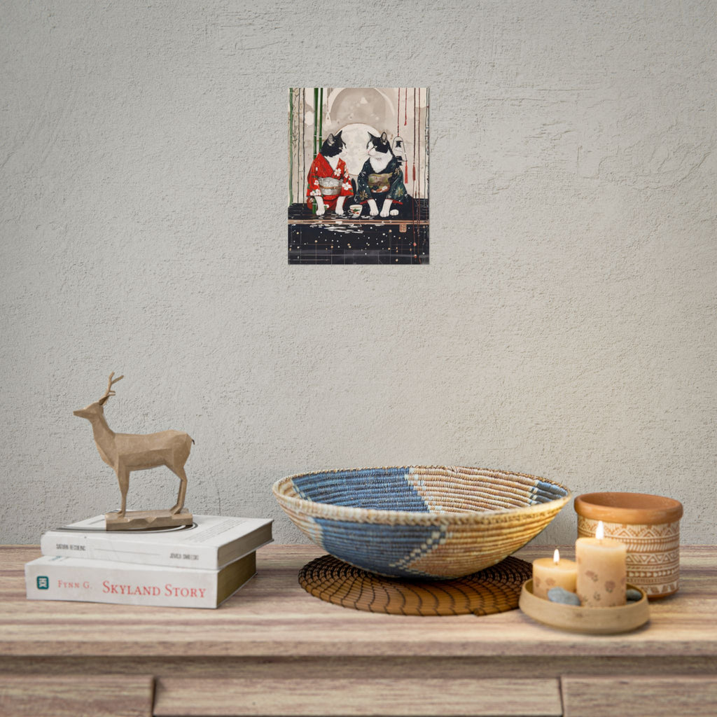 Japanese Kimono Cats Rolled Poster – Tuxedo Cats