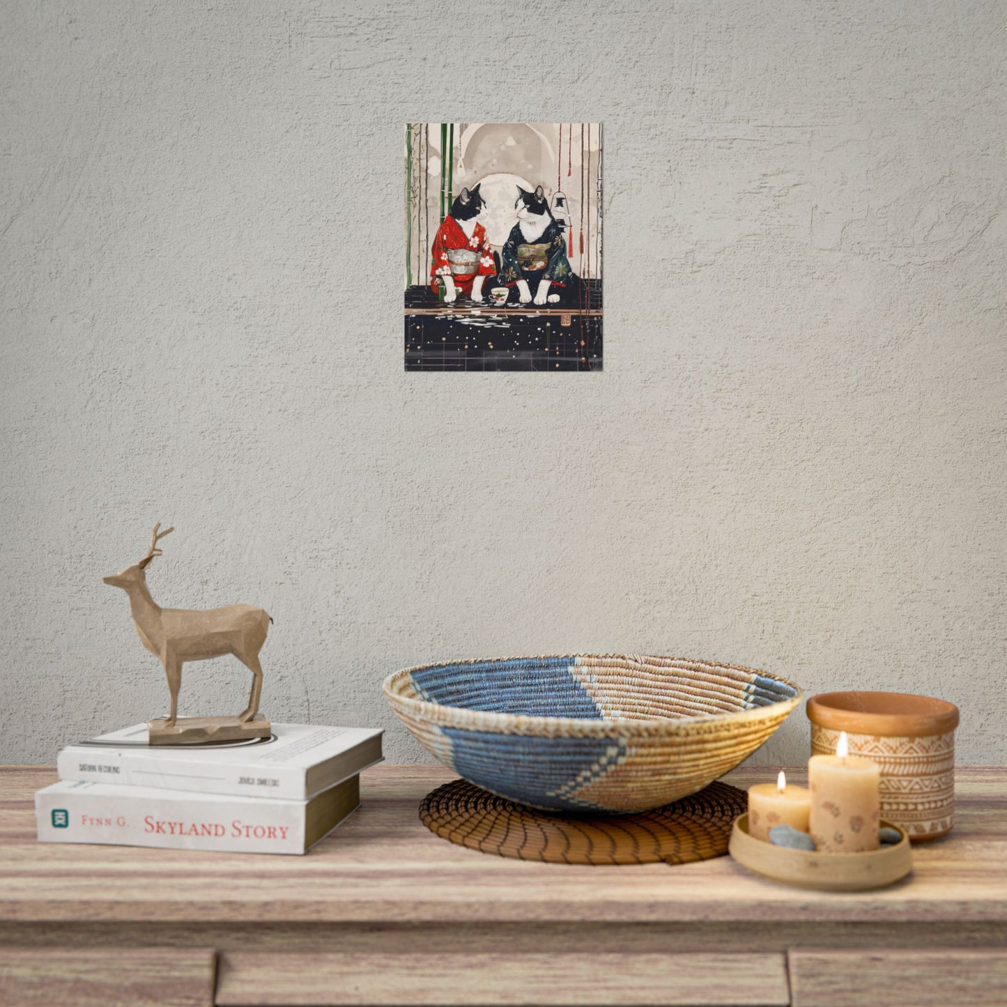 Japanese Kimono Cats Rolled Poster – Tuxedo Cats