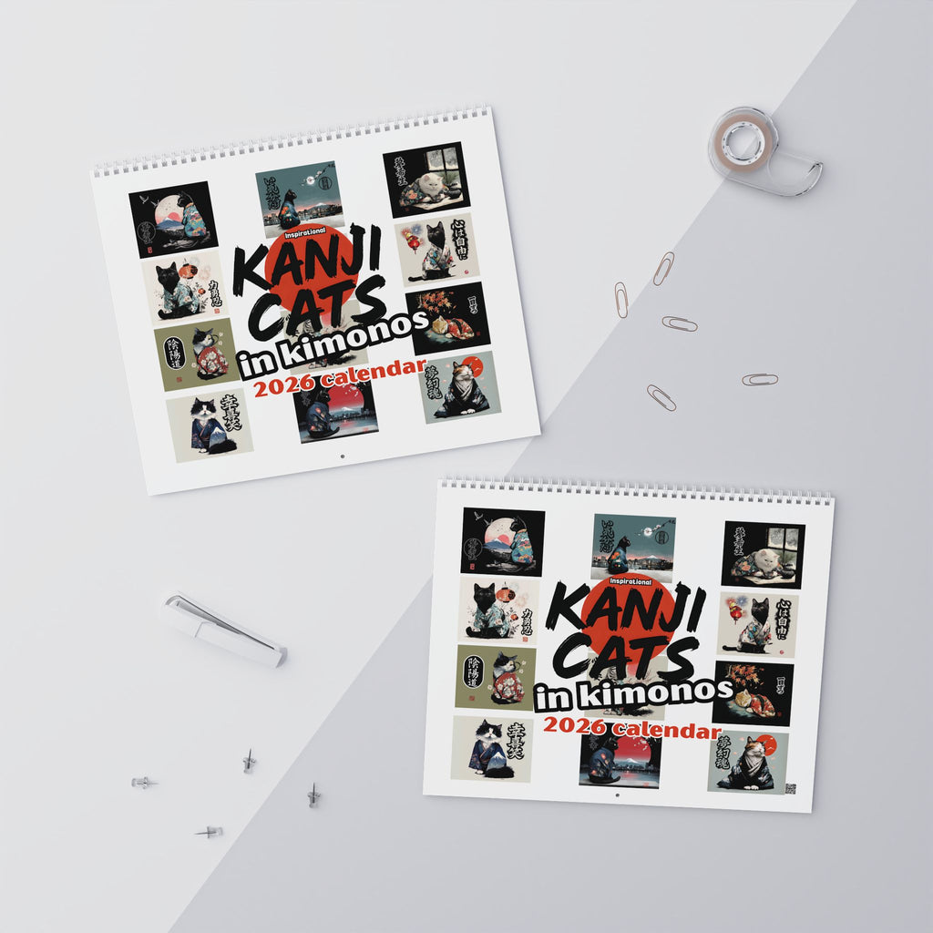 Kanji Cats in Kimonos Wall Calendar, 2026