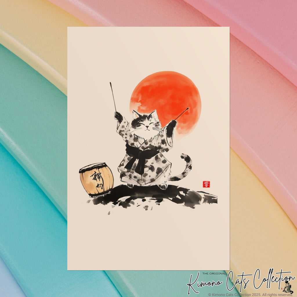 Taiko Drum Cat Wall Art
