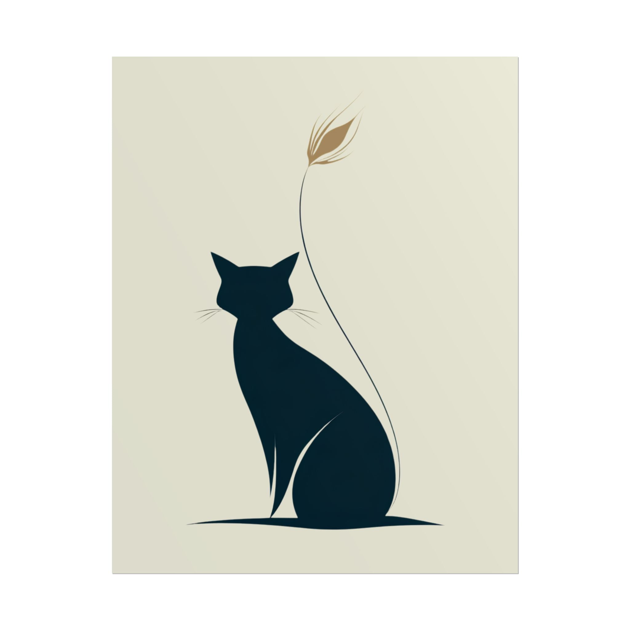 Minimalist Cat Silhouette Poster - Modern Rolled Wall Art