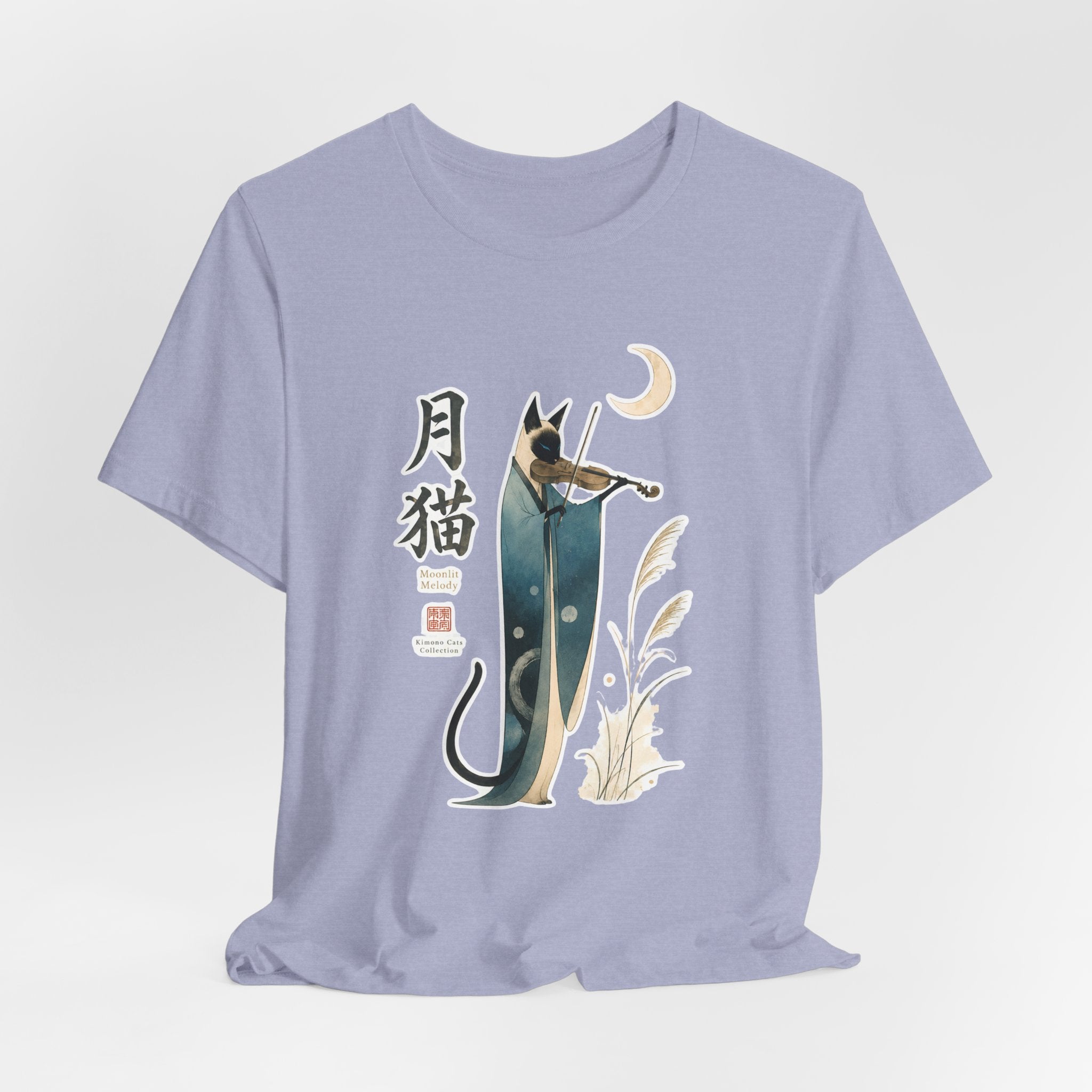 Moon Cat Violin Tee — Japanese-Inspired Cat Playing Violin T-Shirt