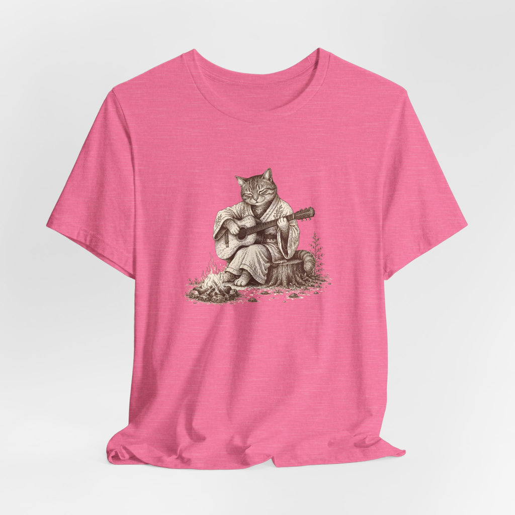 Cat Playing Guitar T‑Shirt – Vintage Acoustic Cat Music Tee