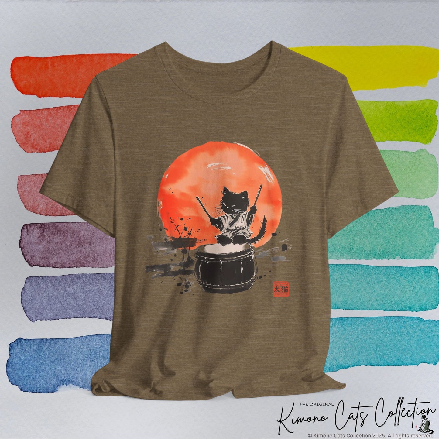 Taiko Cat T-Shirt - Echo of the Drum - Unisex Tee