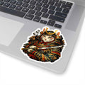 Samurai Cat Illustration Sticker | Kiss-Cut Sticker