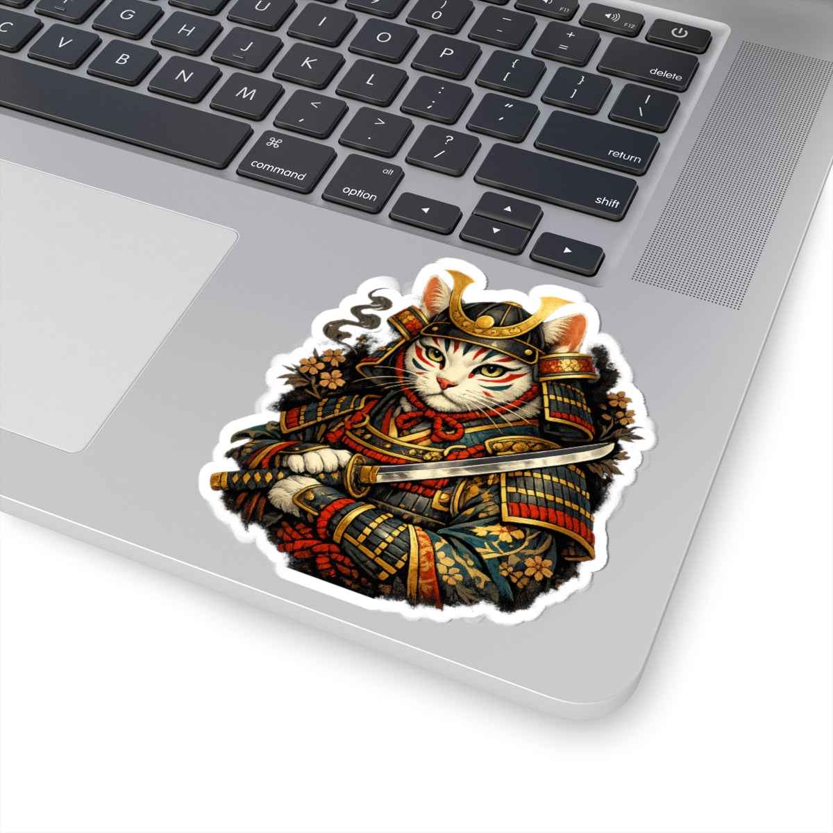 Samurai Cat Illustration Sticker | Kiss-Cut Sticker