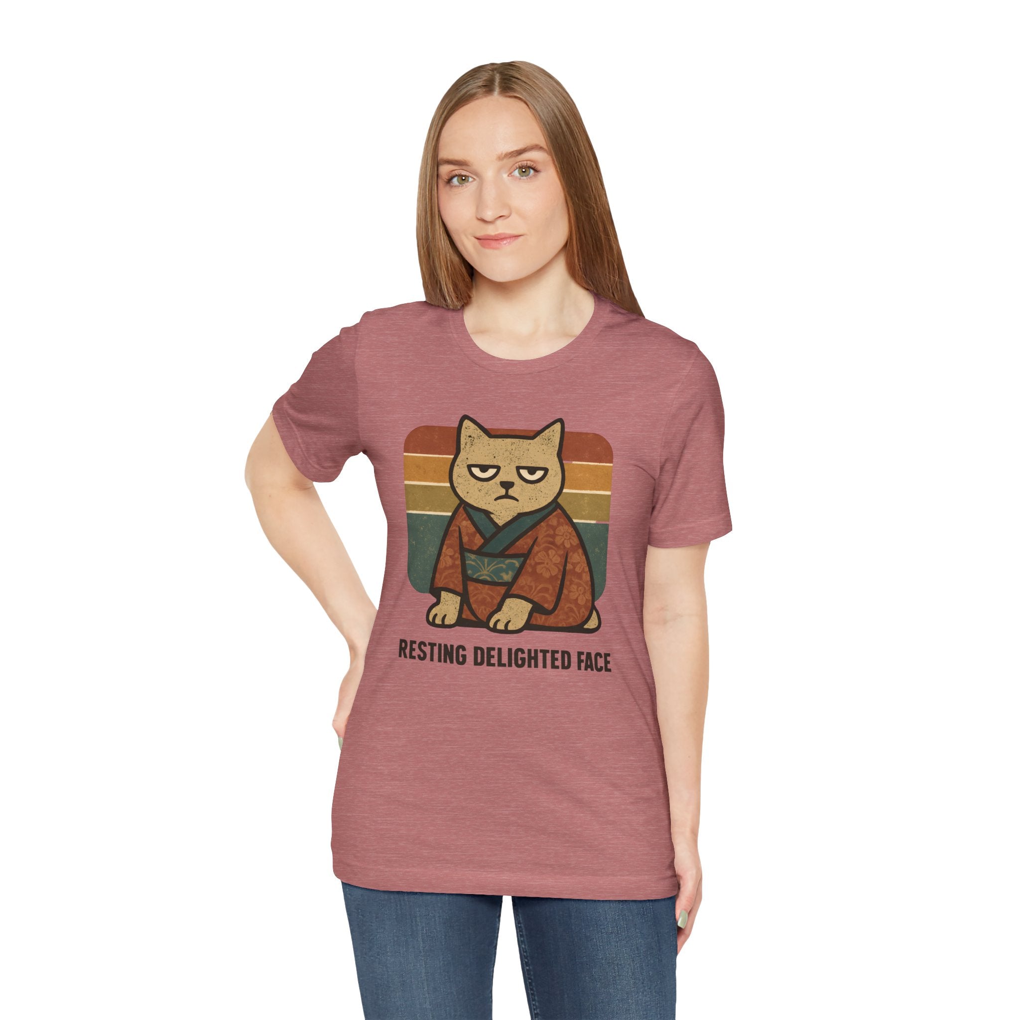 Resting Delighted Face - Grumpy Kimono Cat Vintage T-Shirt