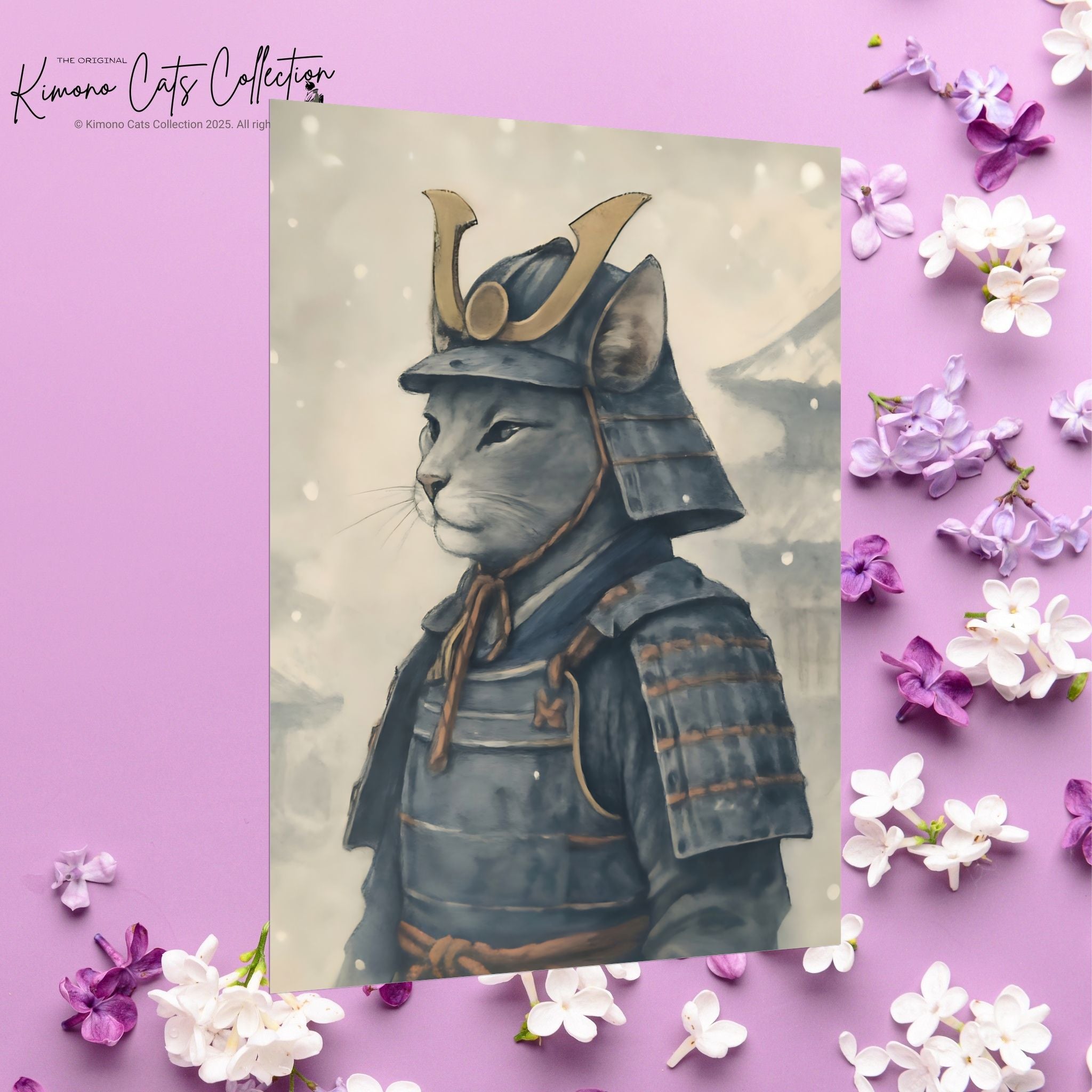 Samurai Cat Poster - Japanese Neko Warrior Wall Art