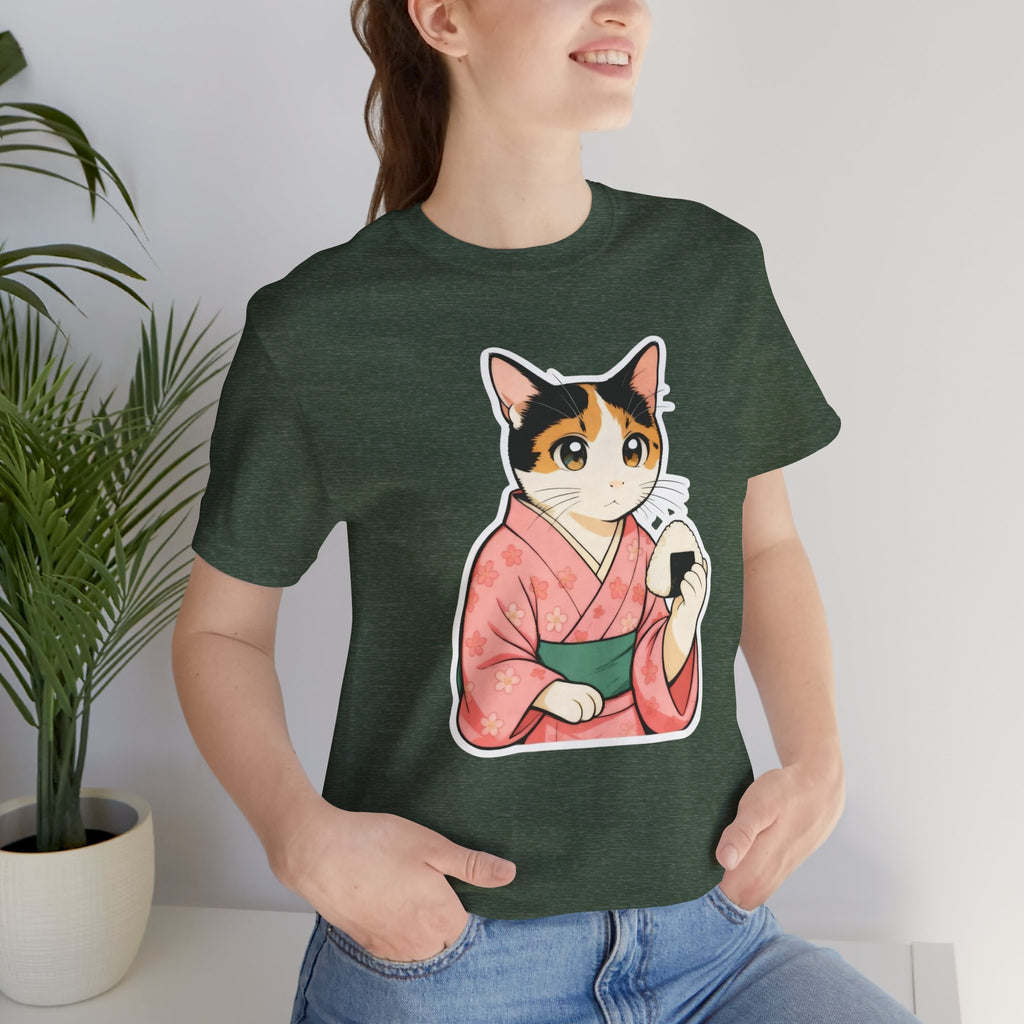 Onigiri Kimono Cat Shirt - Cute Japanese Comfort Food Tee