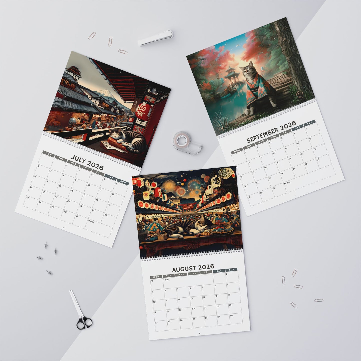 Sleepy Cats of Edo Japan 2026 Wall Calendar