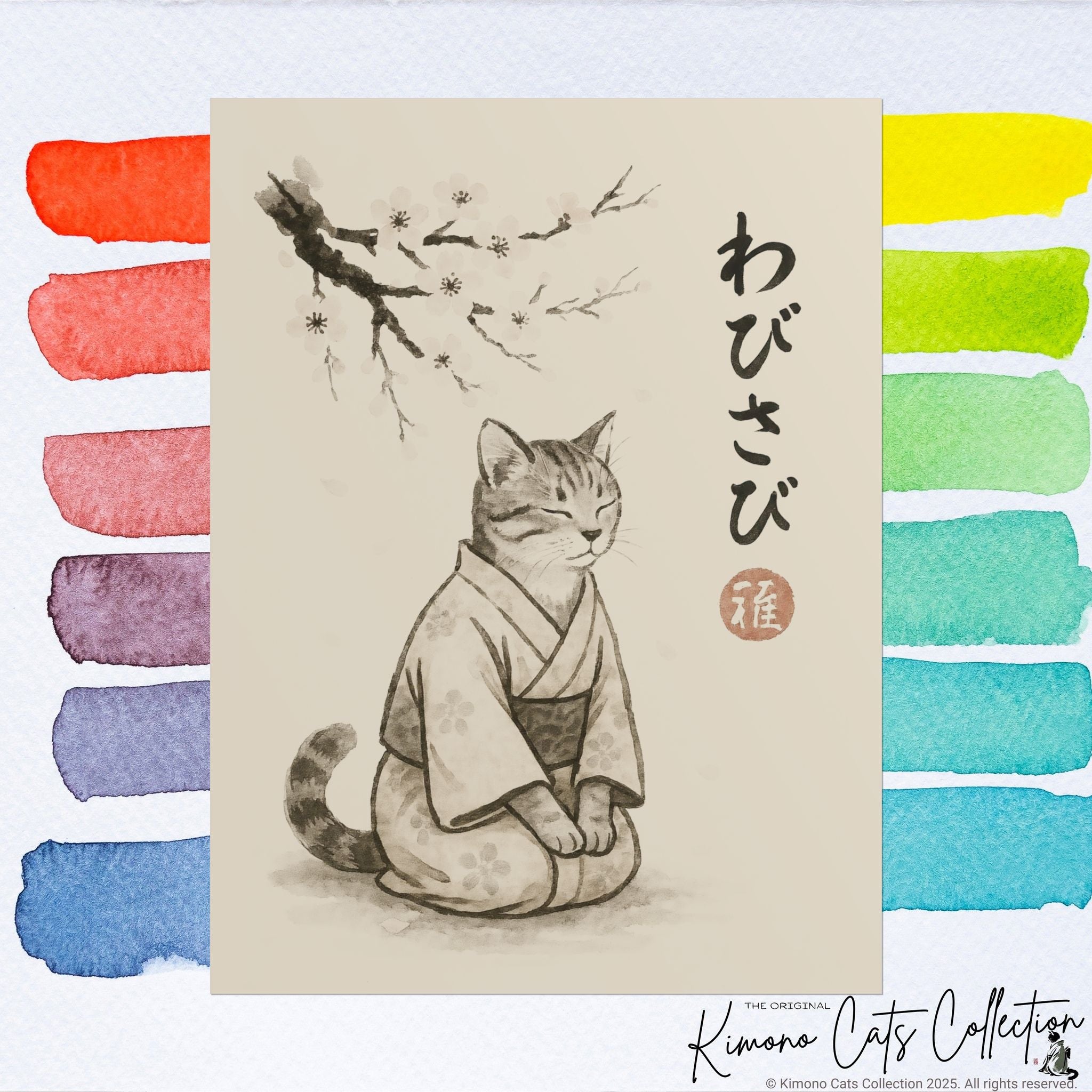 Wabisabi Cat | Japanese-Inspired Zen Wall Art