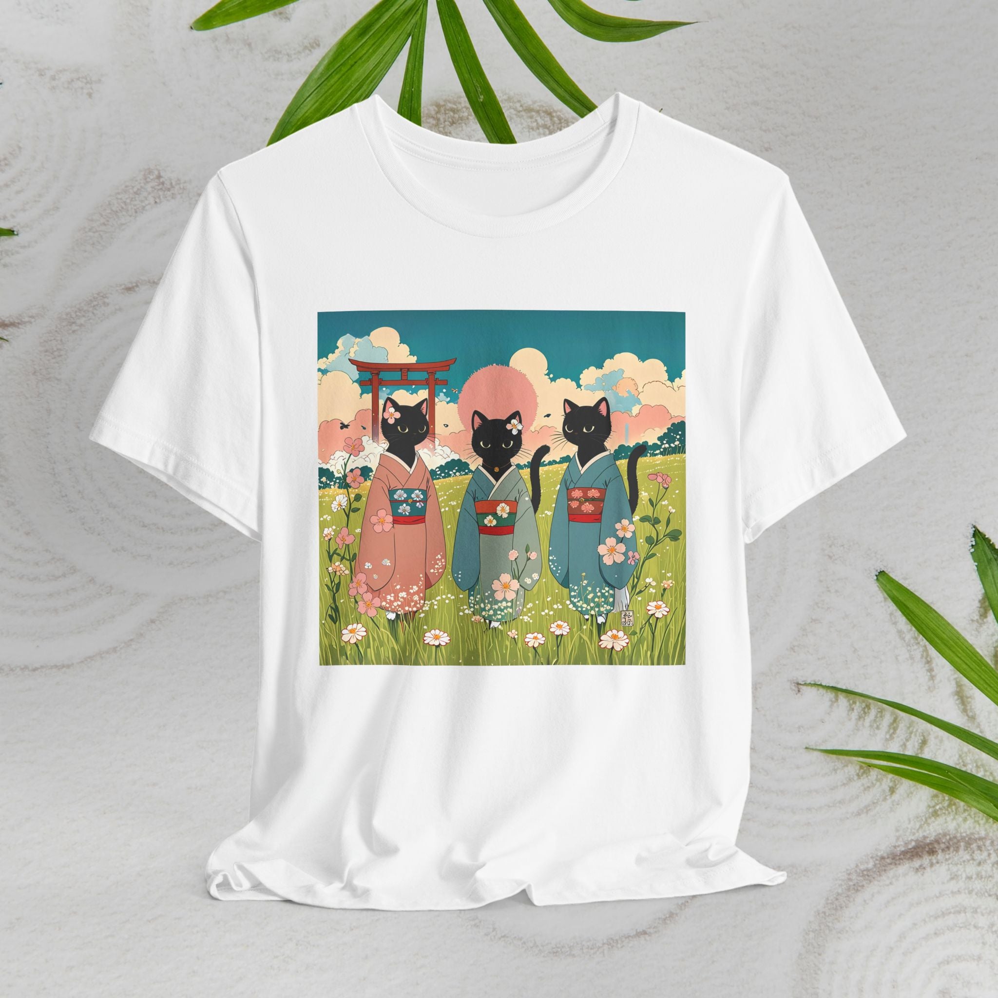 Black Kitty Cats in Japanese Kimonos T-Shirt