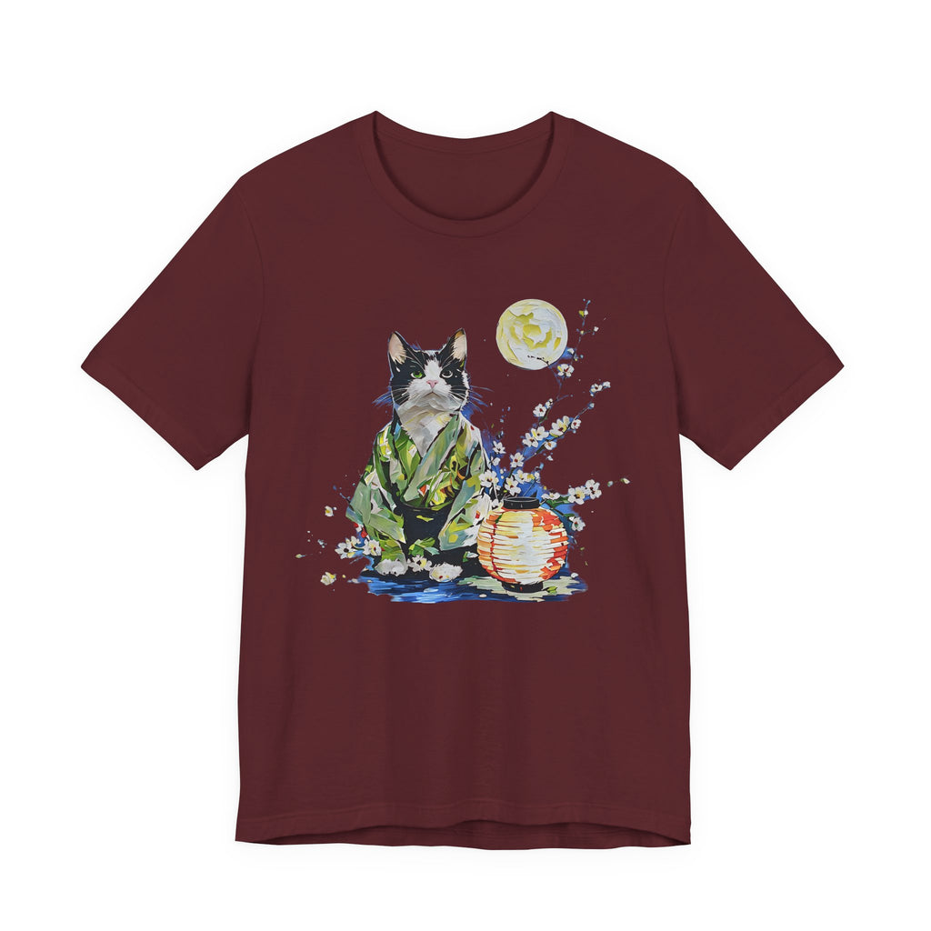 Moon Flower Cat Silhouette T-Shirt | Cat Illustration, Doodle Portrait