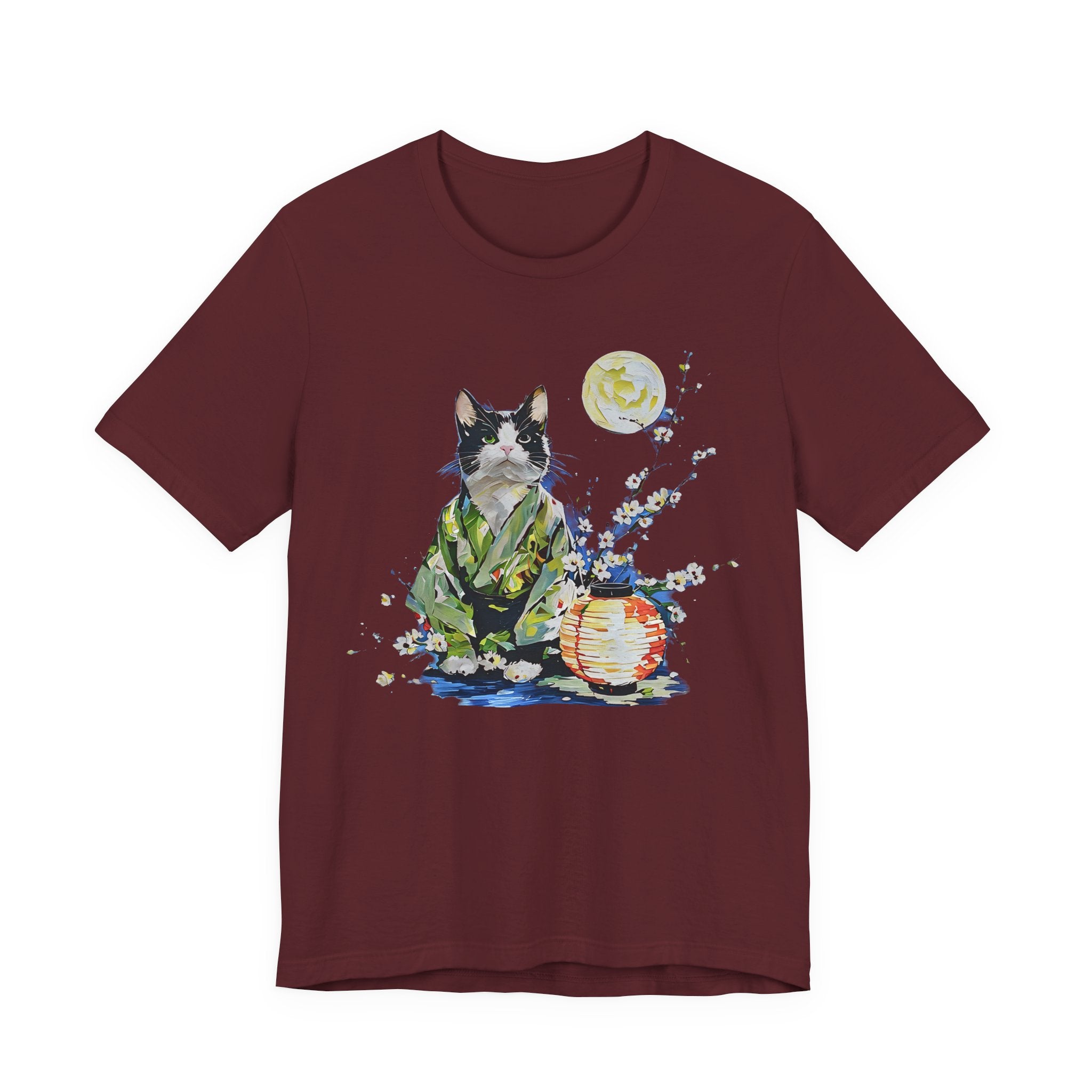 Moon Flower Cat Silhouette T-Shirt | Cat Illustration, Doodle Portrait
