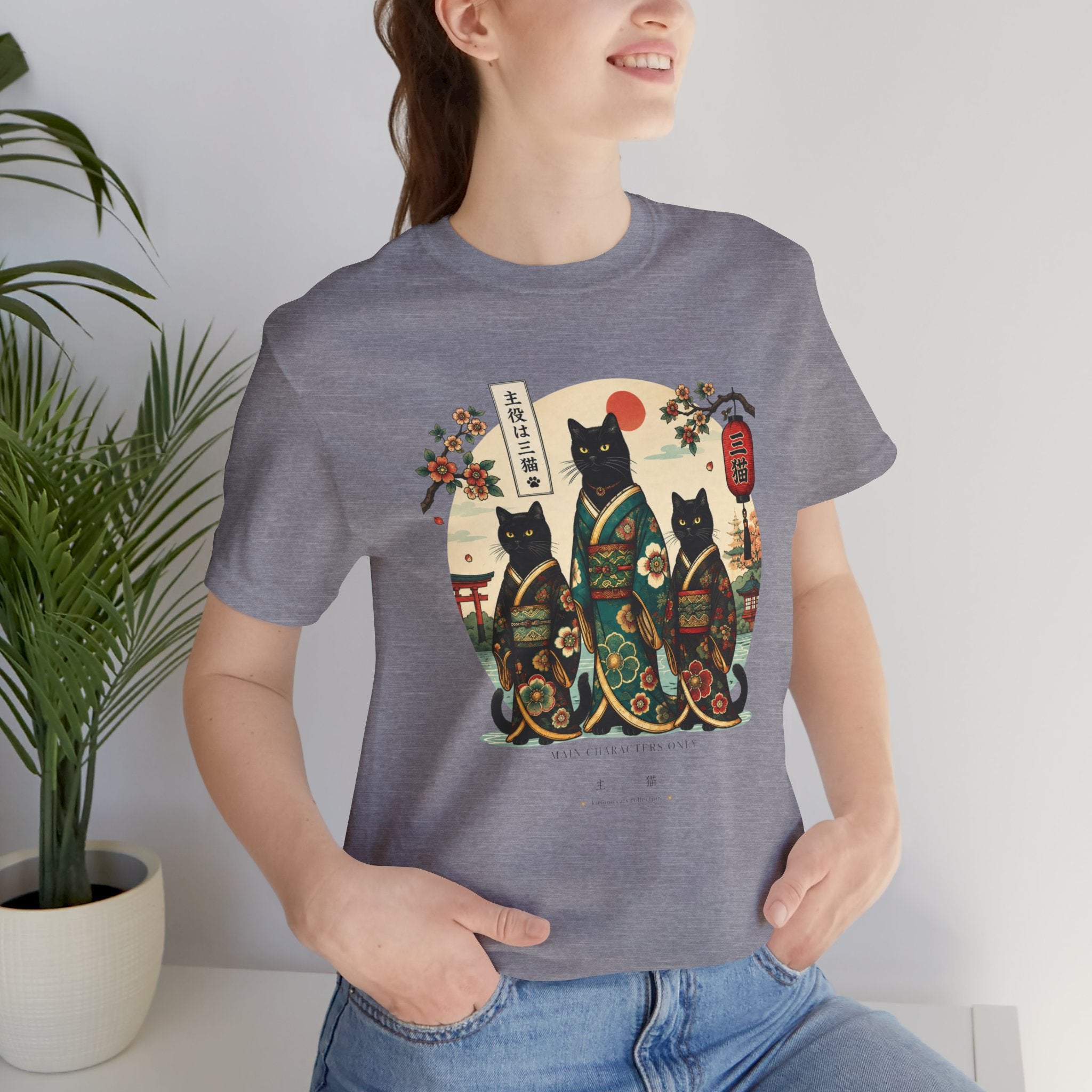 Japanese Lucky Cat Trio T-Shirt — Ukiyo-e Style Maneki Neko Graphic Tee
