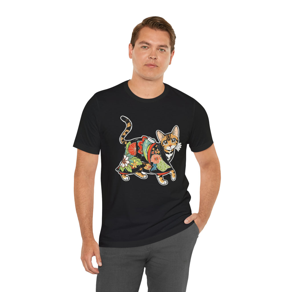 Zen Cat Shirt Japanese Gift Tee, Kimono Cat Bengal