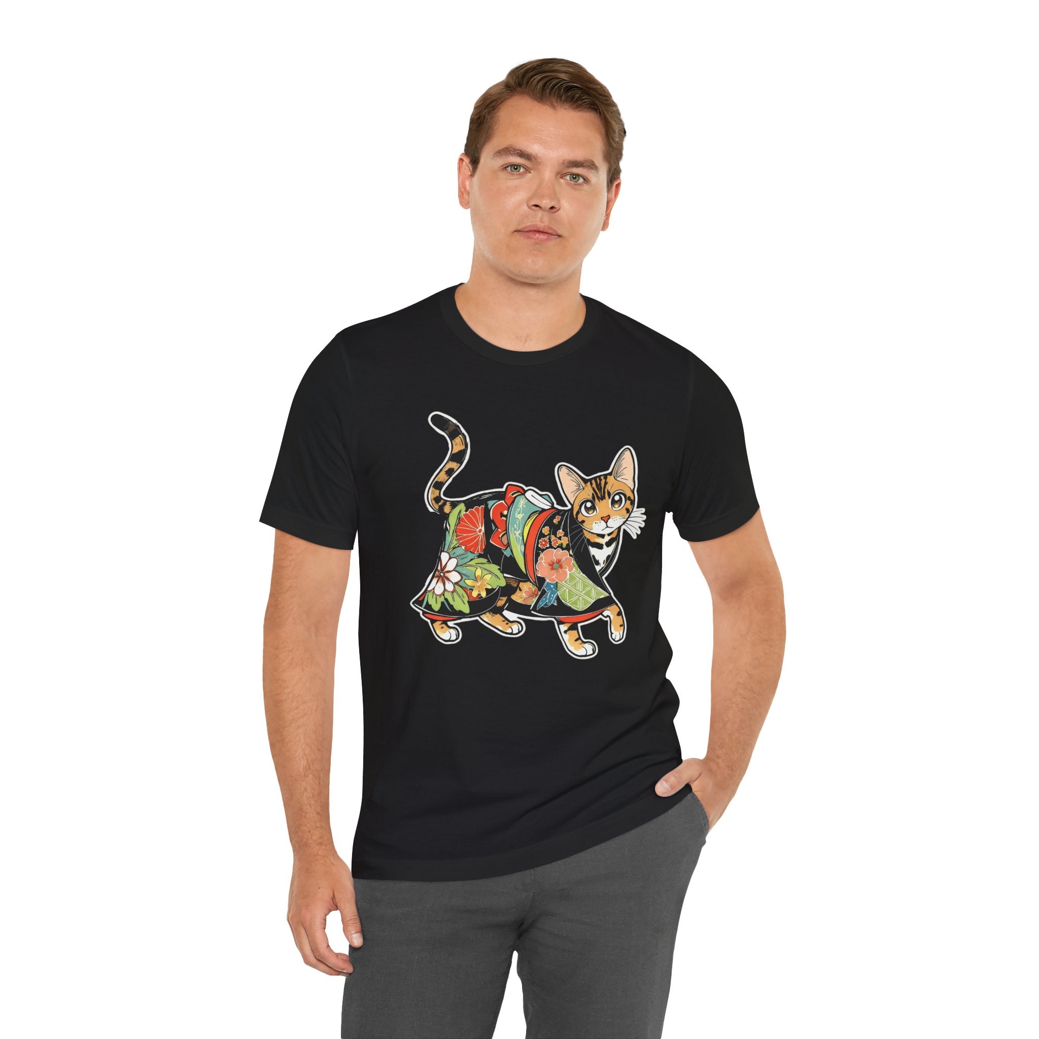 Zen Cat Shirt Japanese Gift Tee, Kimono Cat Bengal