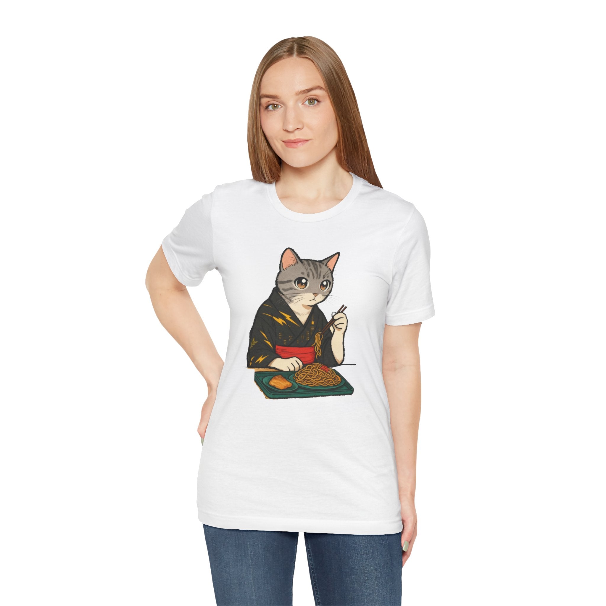 Yakisoba Noodle Cat Shirt - Japanese Street Food Kimono Cat Tee