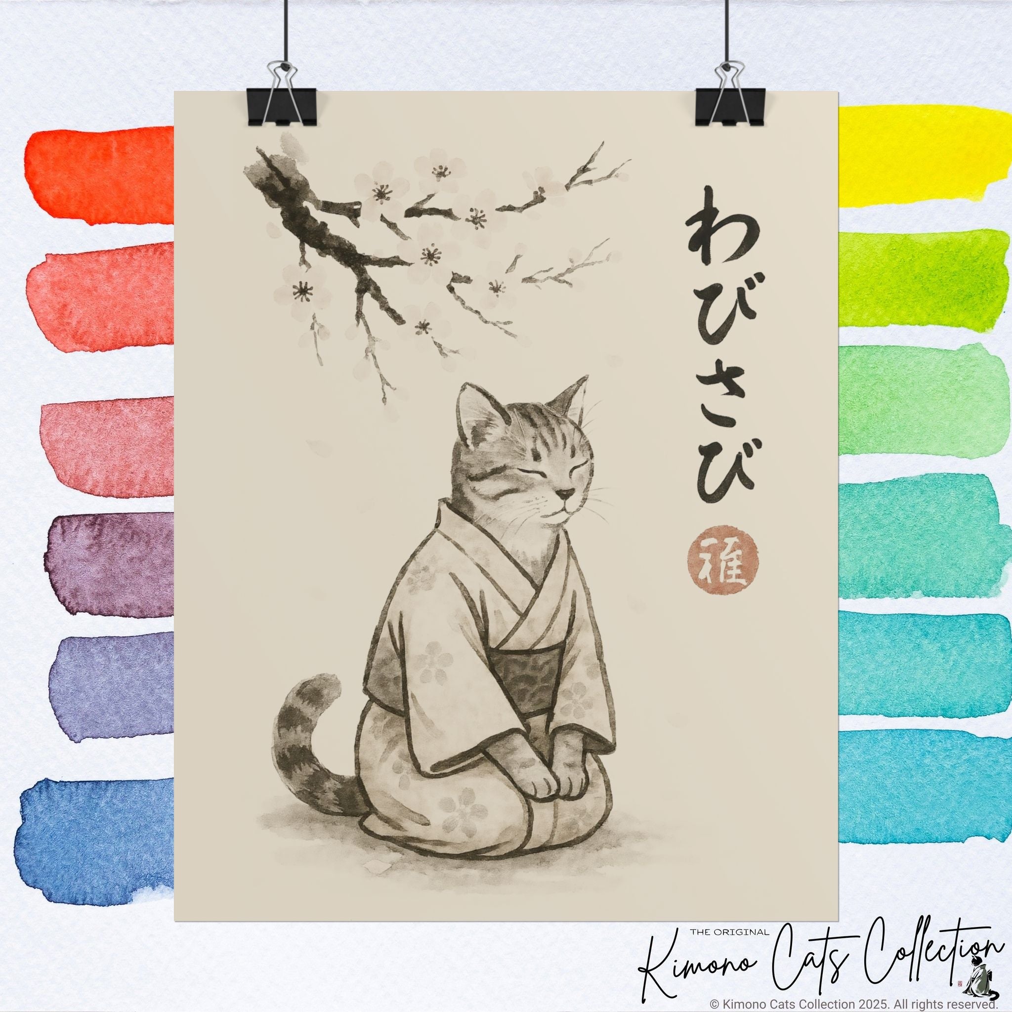 Wabisabi Cat | Japanese-Inspired Zen Wall Art